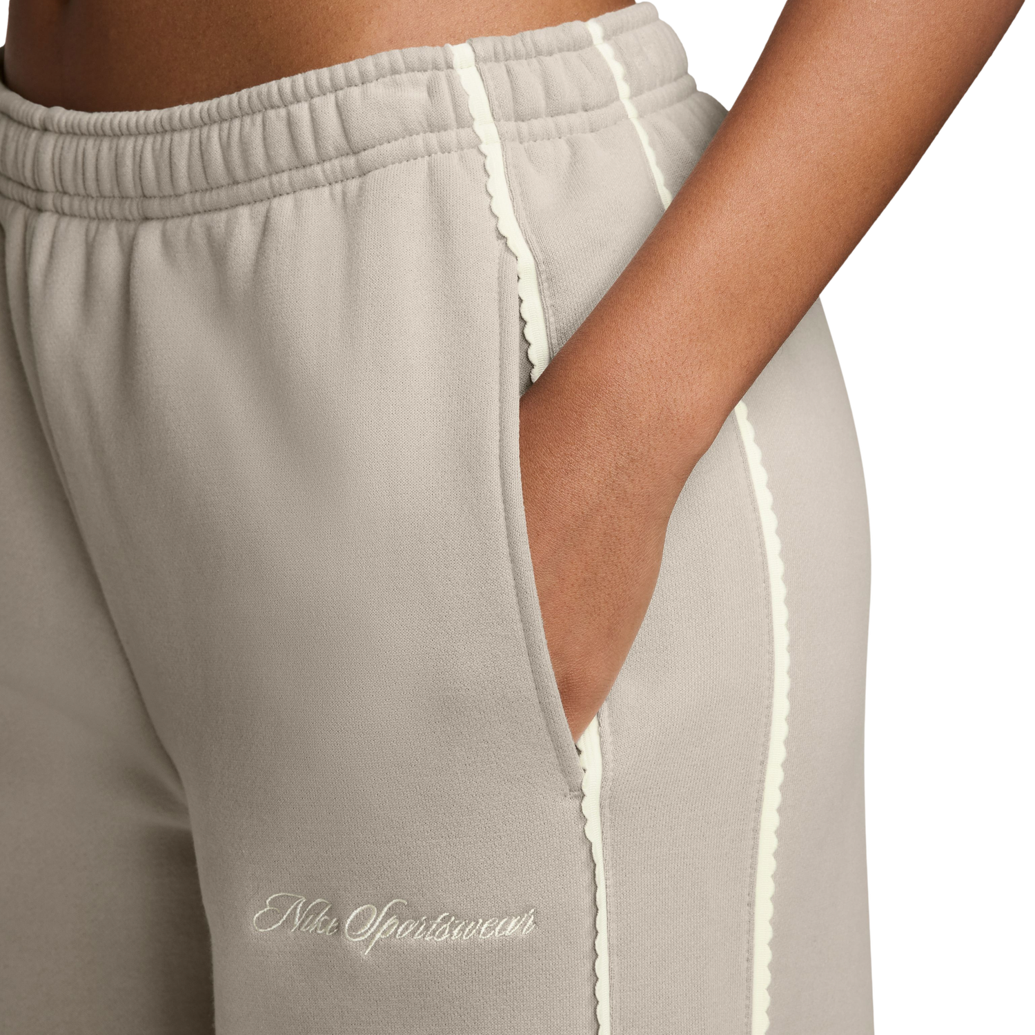 Nike Studio Fleece Scallop Wide Leg Pants - Women's - White/White/White