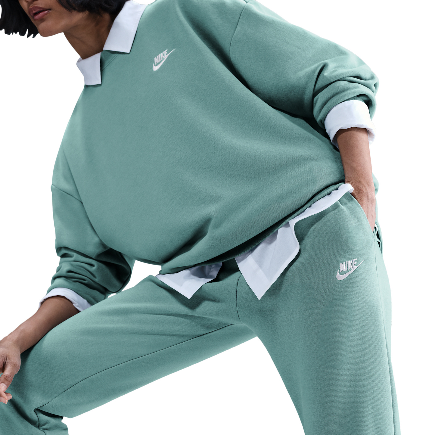 Nike NSW Club Fleece Mid Rise Pant - Women's - Cannon/White
