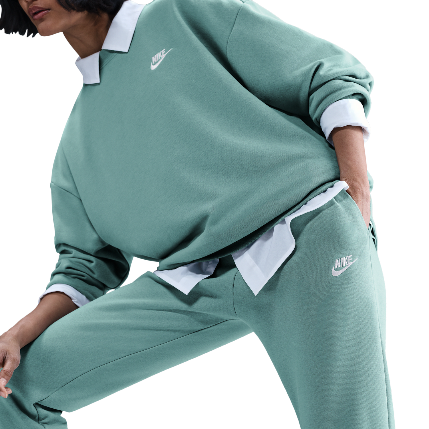 Nike NSW Club Fleece Mid Rise Pant - Women's - Cannon/White