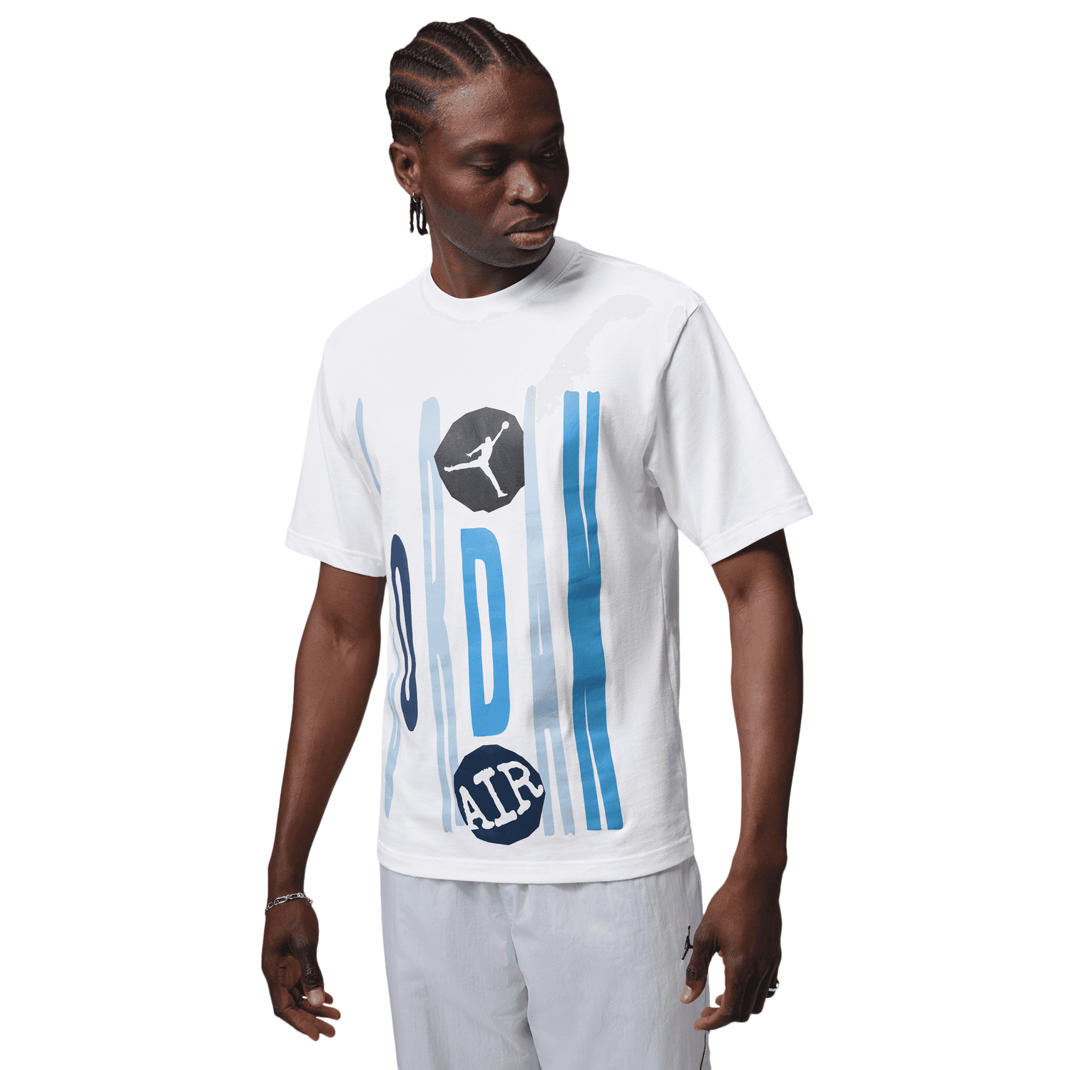 Jordan Technicolor WM Graphic Short Sleeve Crew - Men's - University Blue/White