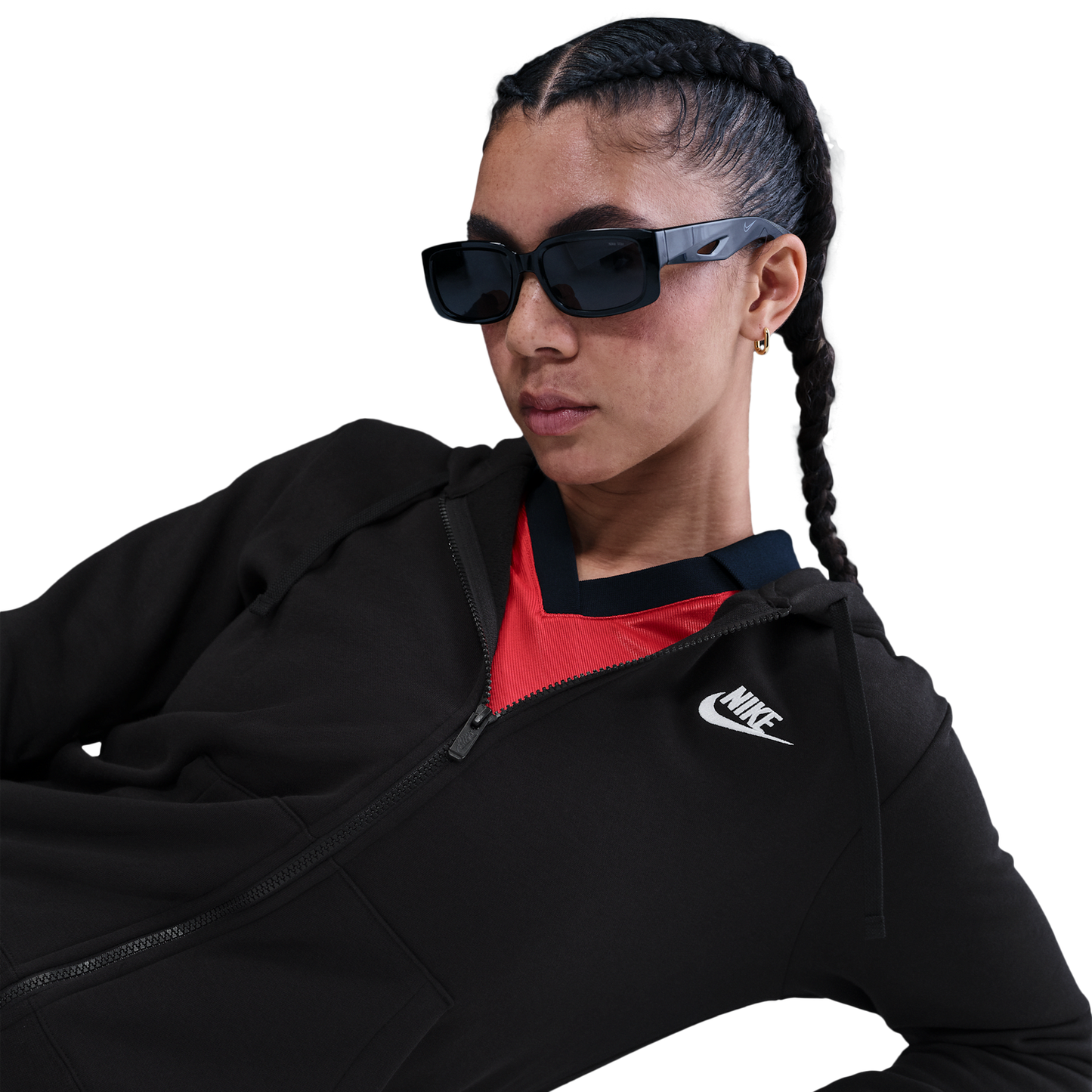 Nike NSW Club Fleece FZ Hoodie - Women's - White/Black