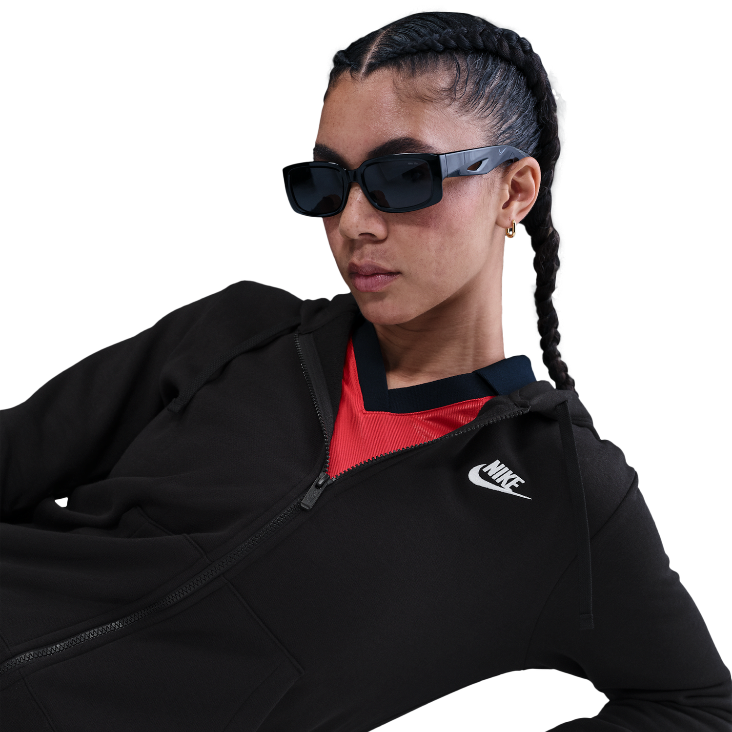 Nike NSW Club Fleece FZ Hoodie - Women's - White/Black