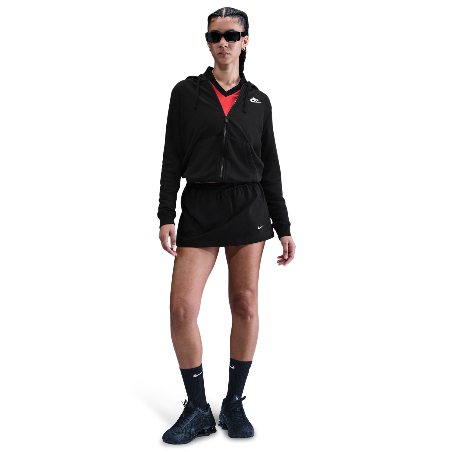 Nike NSW Club Fleece FZ Hoodie - Women's - White/Black