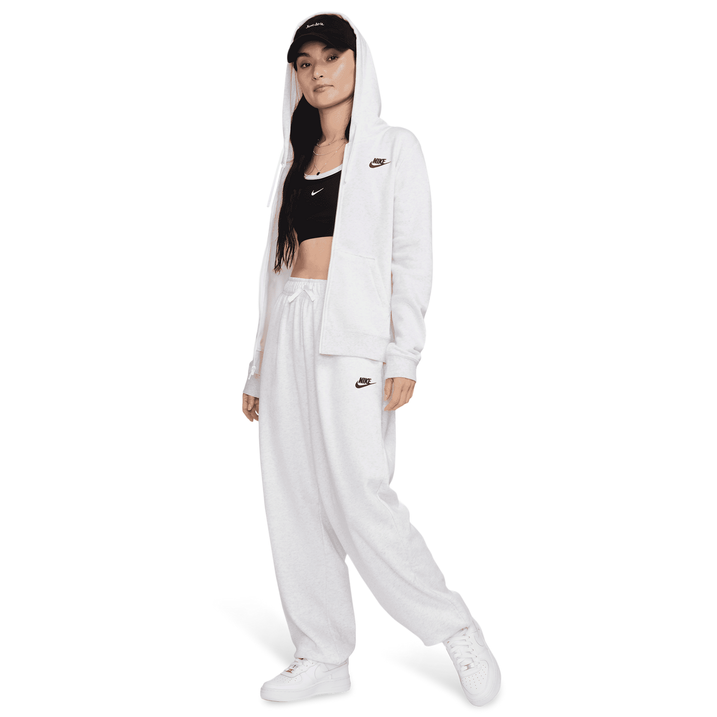 Nike NSW Club Fleece FZ Hoodie - Women's - Birch Heather/Black