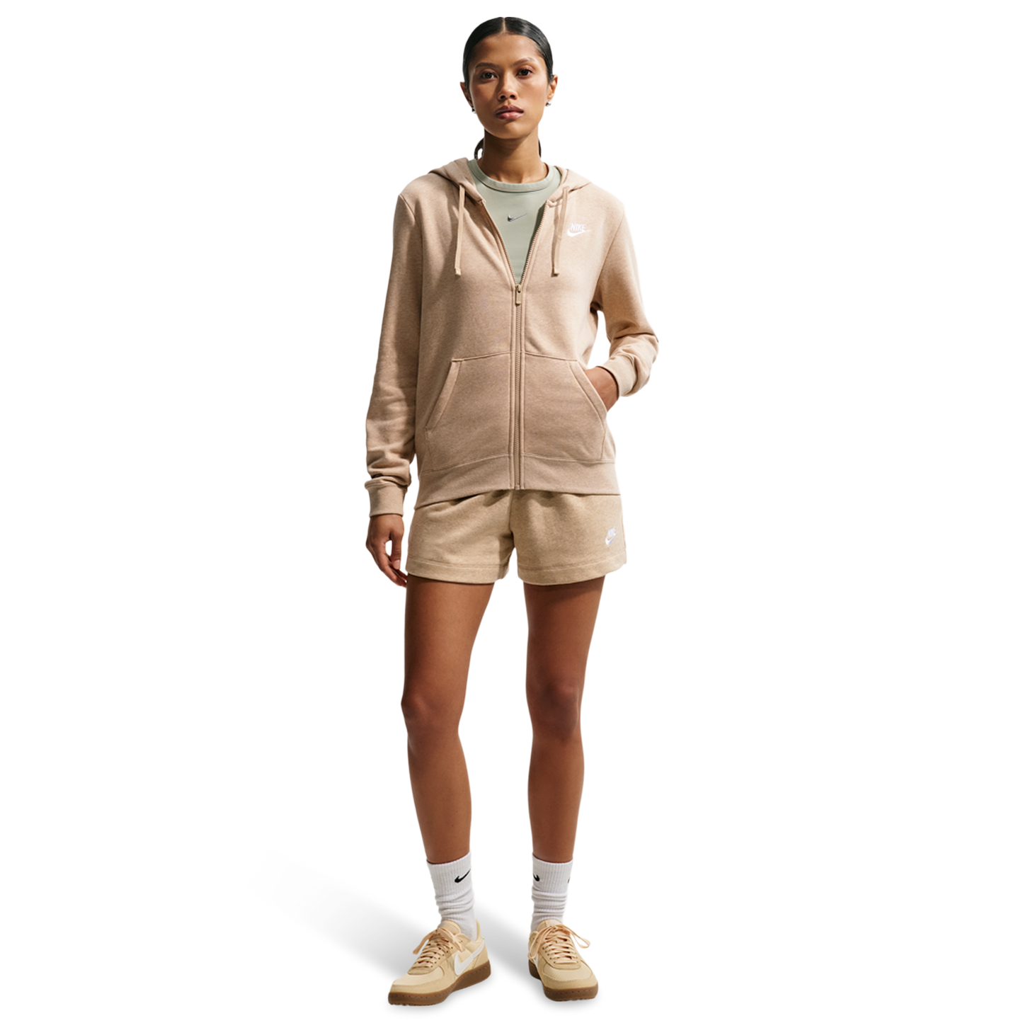 Nike NSW Club Fleece FZ Hoodie - Women's - Linen/Heather/White