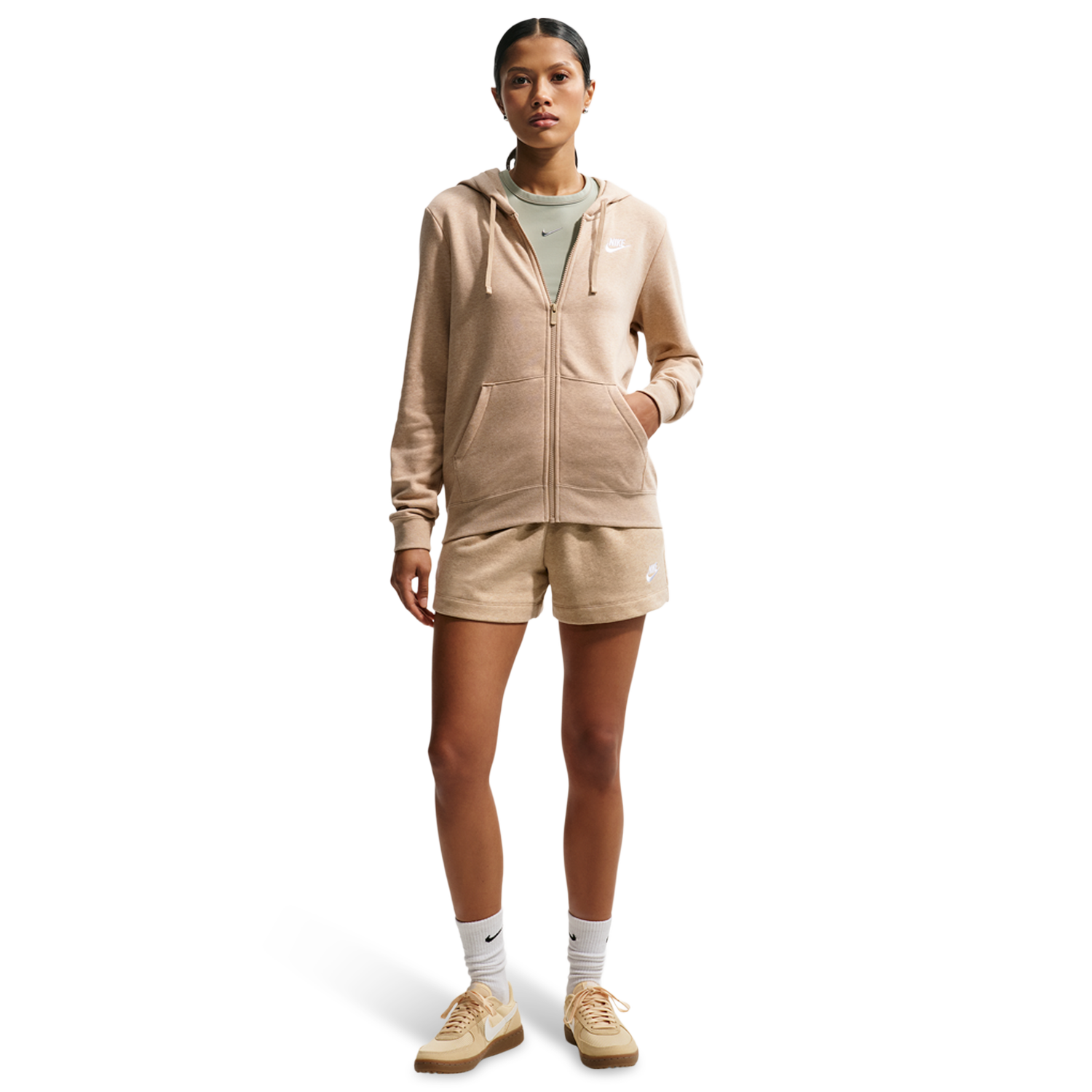 Nike NSW Club Fleece FZ Hoodie - Women's - Linen/Heather/White