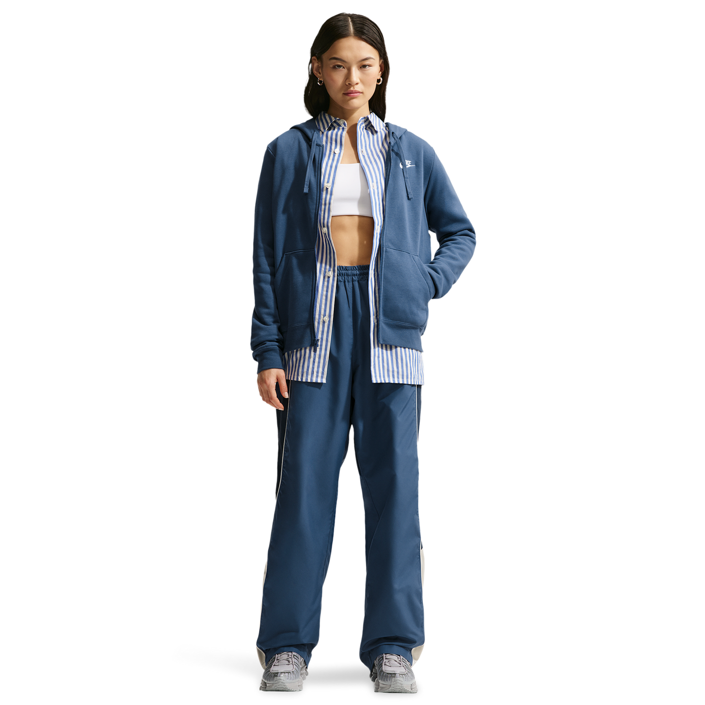 Nike NSW Club Fleece FZ Hoodie - Women's - Mystic Navy/White