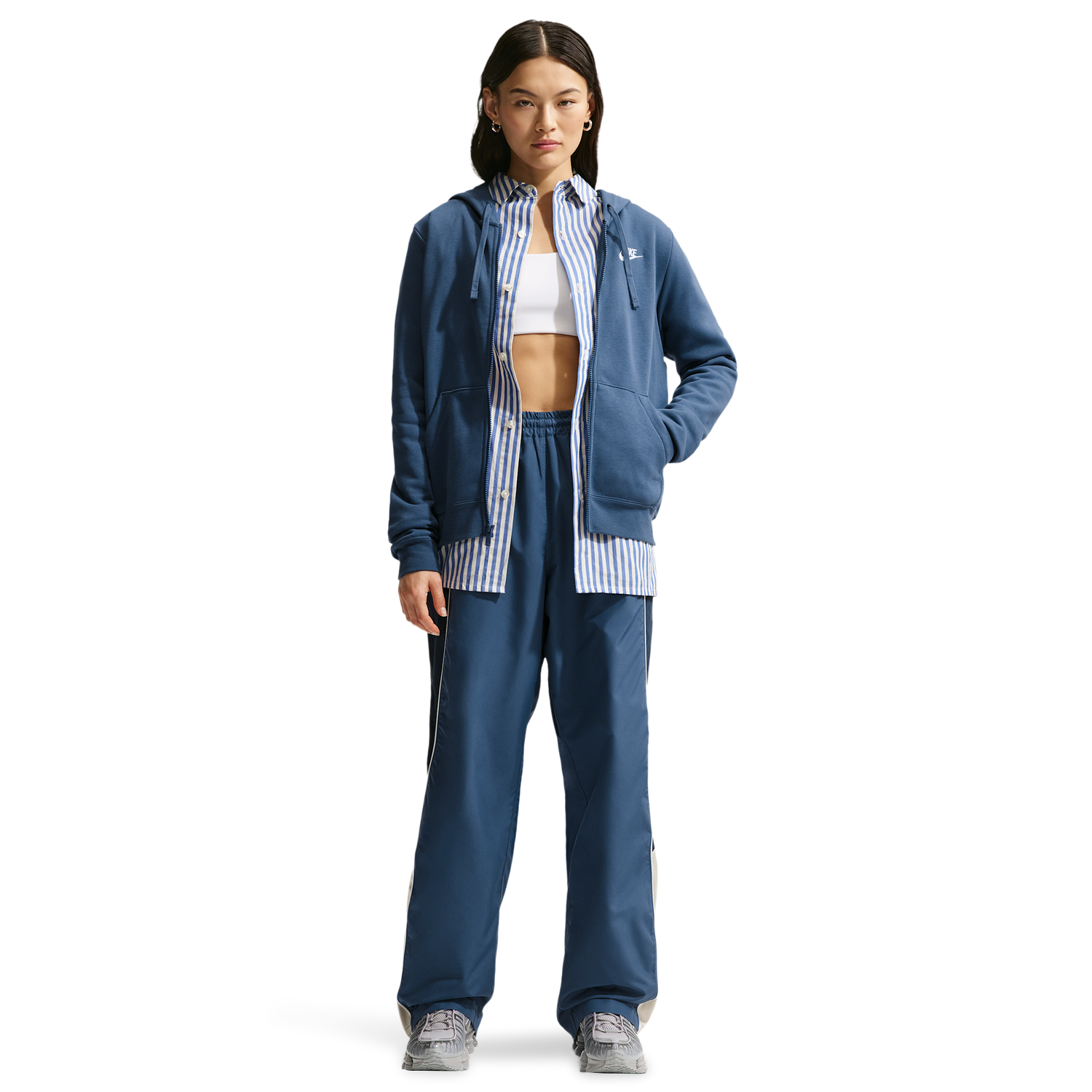 Nike NSW Club Fleece FZ Hoodie - Women's - Mystic Navy/White
