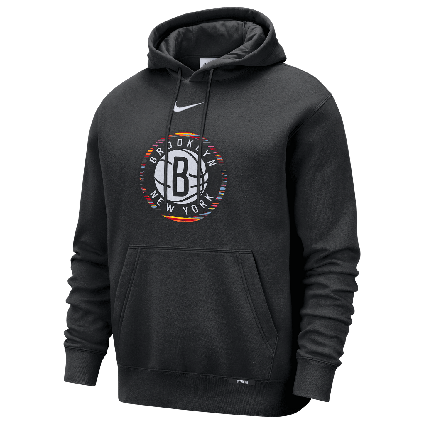 Nike Nets Club Logo City Edition Hoodie - Men's - Black/Multi