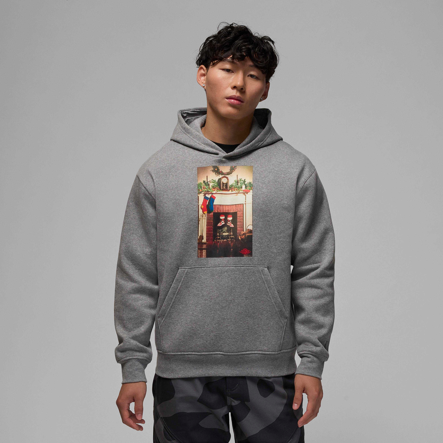 Jordan Jumpman Chimney Fleece Pullover - Men's - Carbon Heather/Black