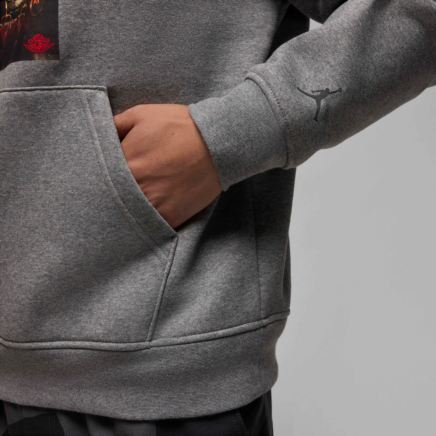 Jordan Jumpman Chimney Fleece Pullover - Men's - Carbon Heather/Black