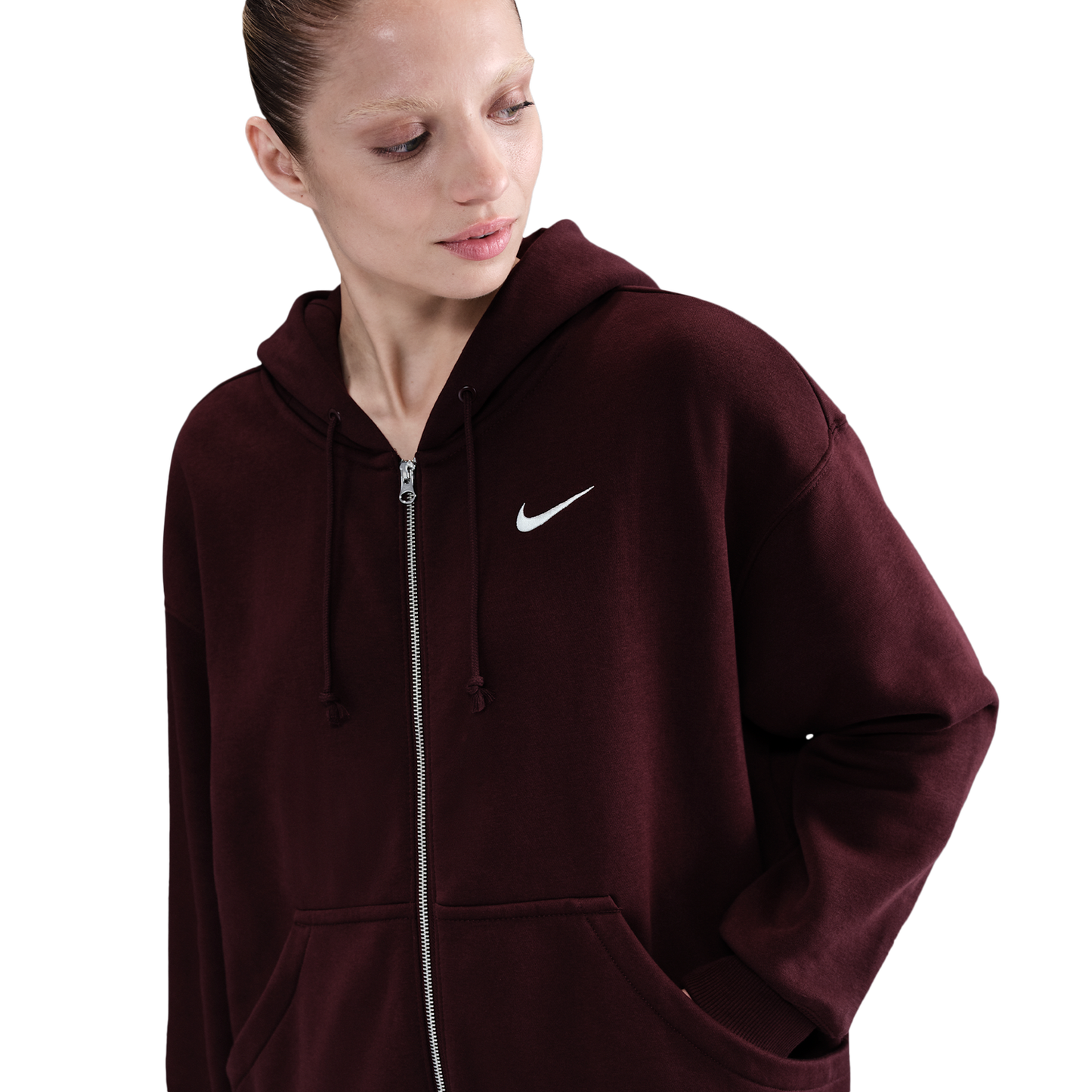 Nike Phoenix Fleece Long Sleeve Full-Zip - Women's - Burgundy Crush/Sail