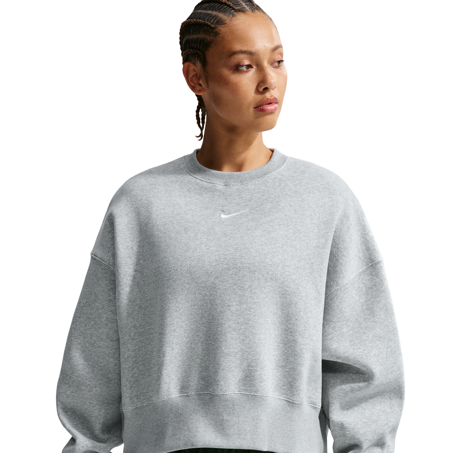 Nike NSW Style Fleece Crew OOS - Women's - Heather/Pure Platinum/Sail