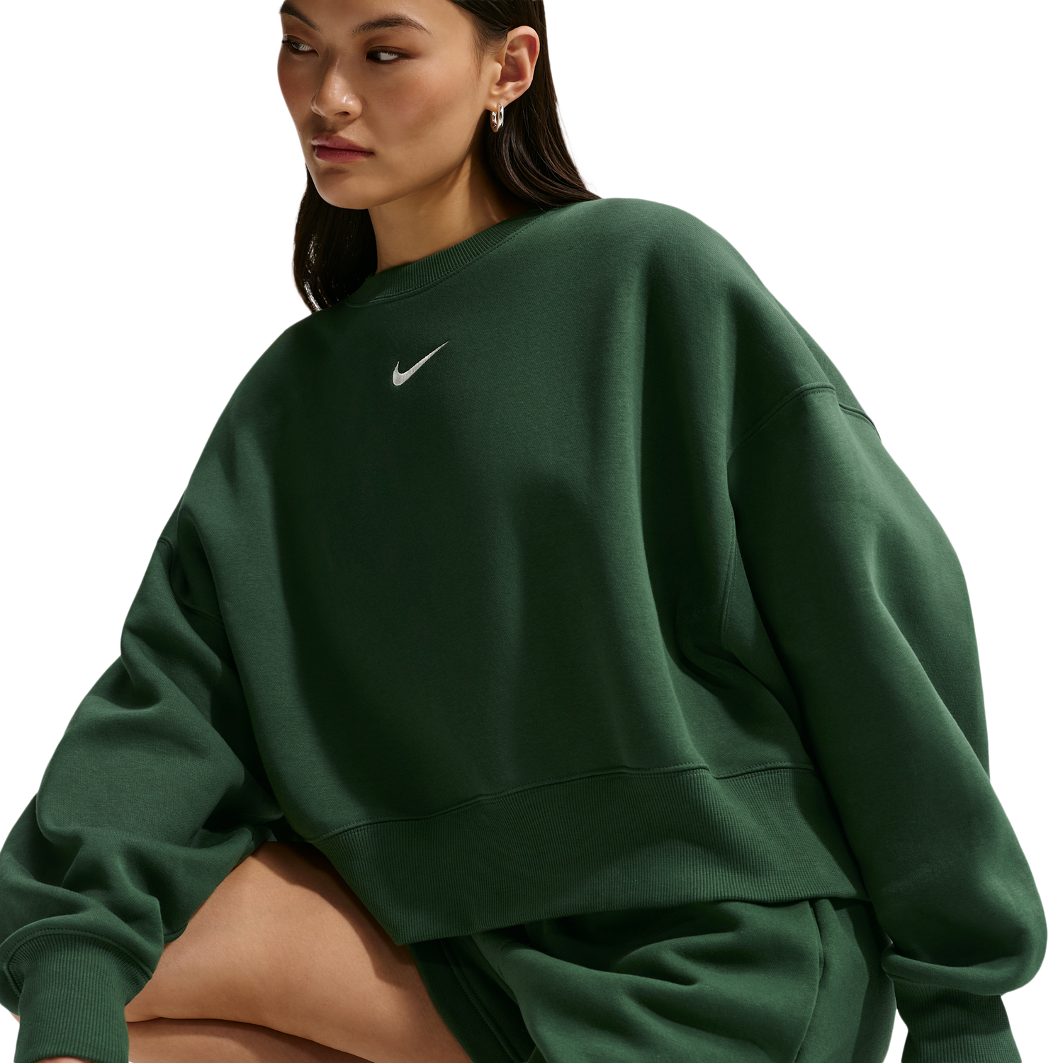 Nike NSW Style Fleece Crew OOS - Women's - Fir/Sail