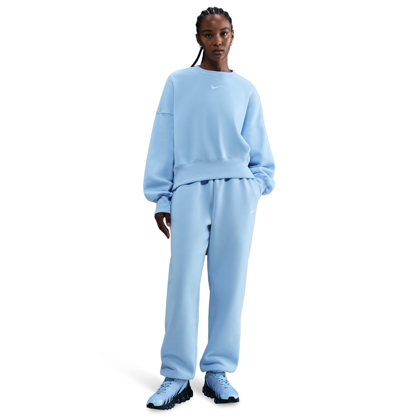 Nike NSW Style Fleece Crew OOS - Women's - Sail/Celestine Blue