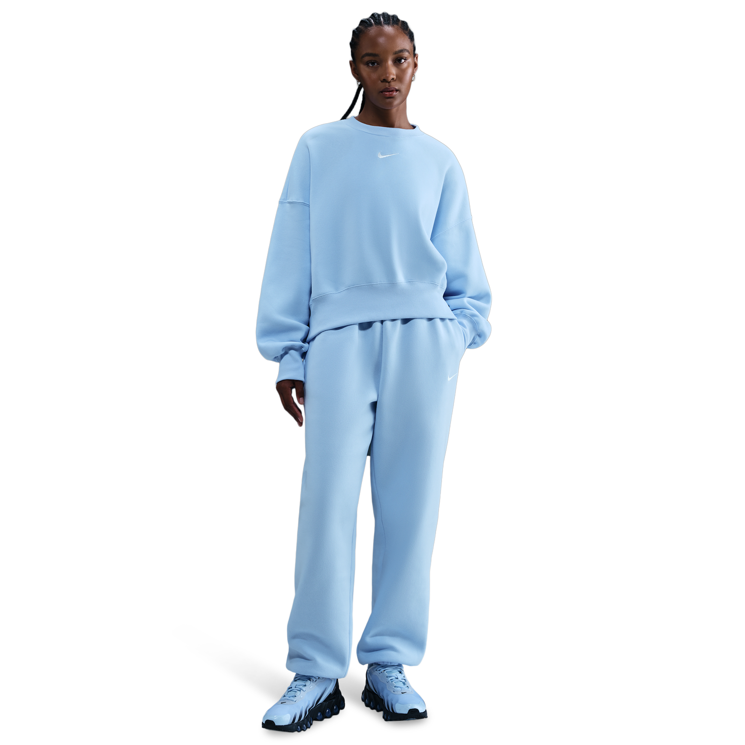 Nike NSW Style Fleece Crew OOS - Women's - Sail/Celestine Blue