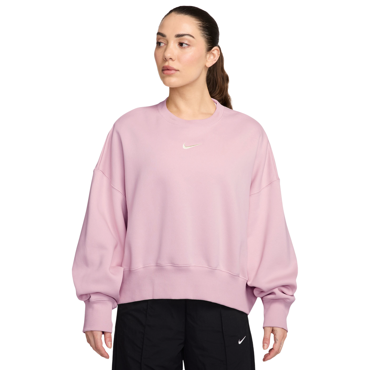 Nike NSW Style Fleece Crew OOS - Women's - Sail/Pink Foam