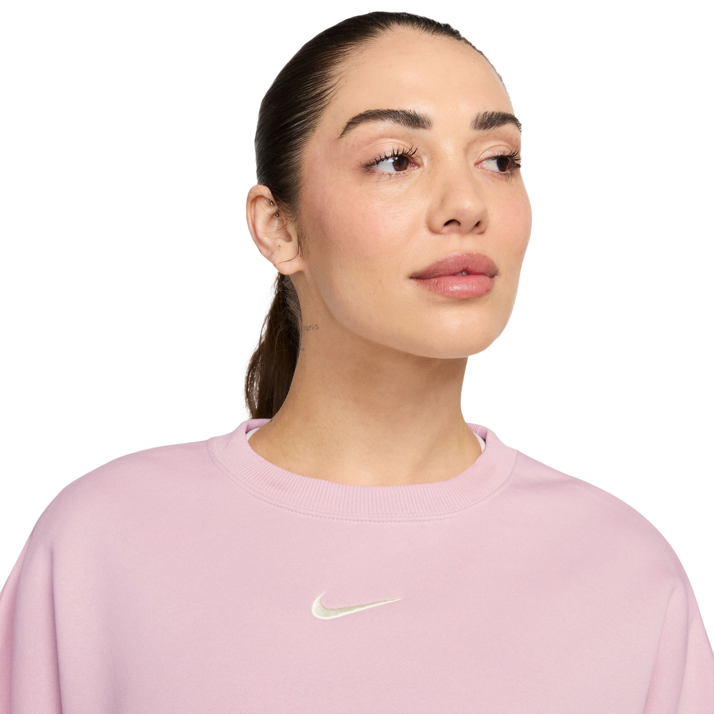 Nike NSW Style Fleece Crew OOS - Women's - Sail/Pink Foam