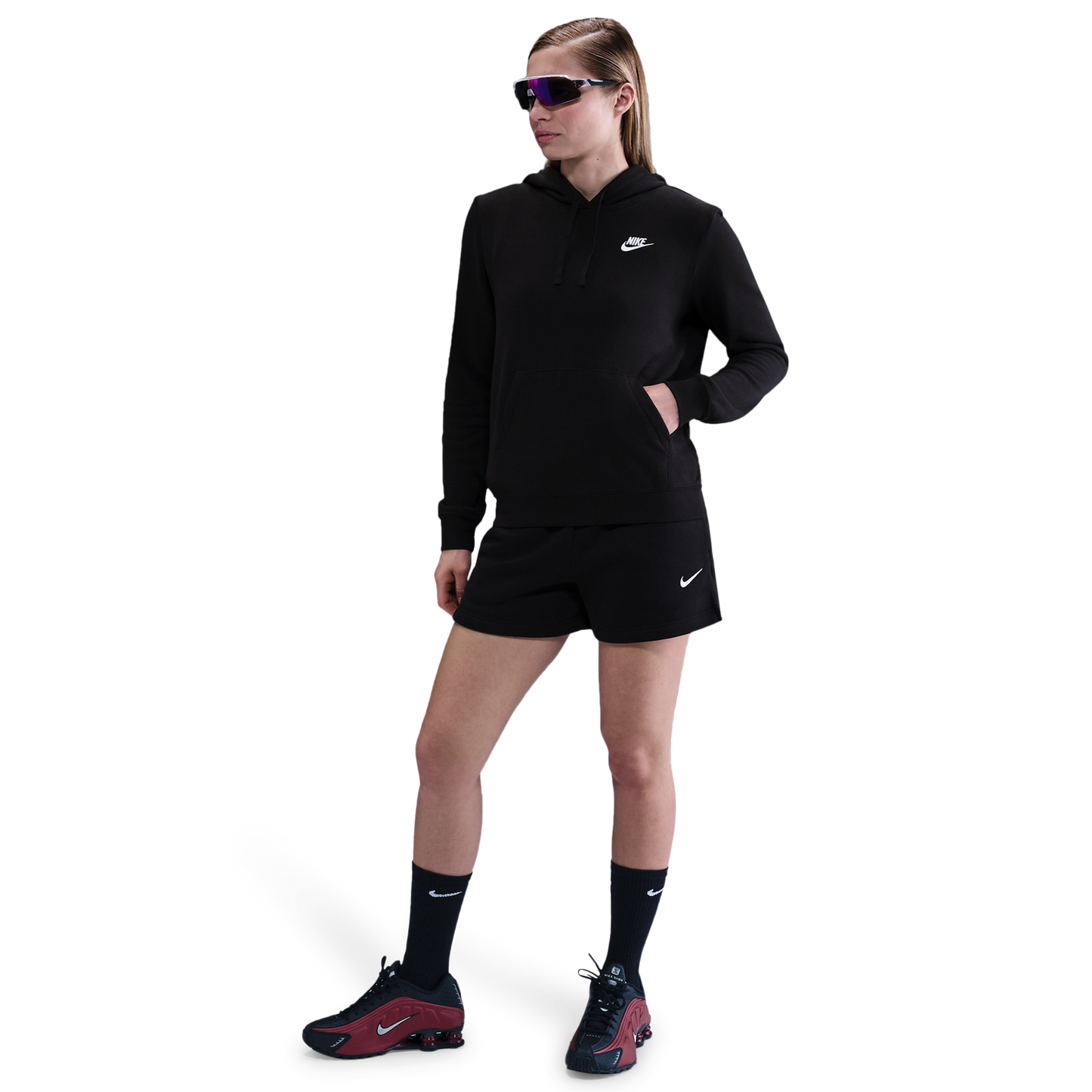 Nike NSW Club Fleece PO Hoodie - Women's - Black/White