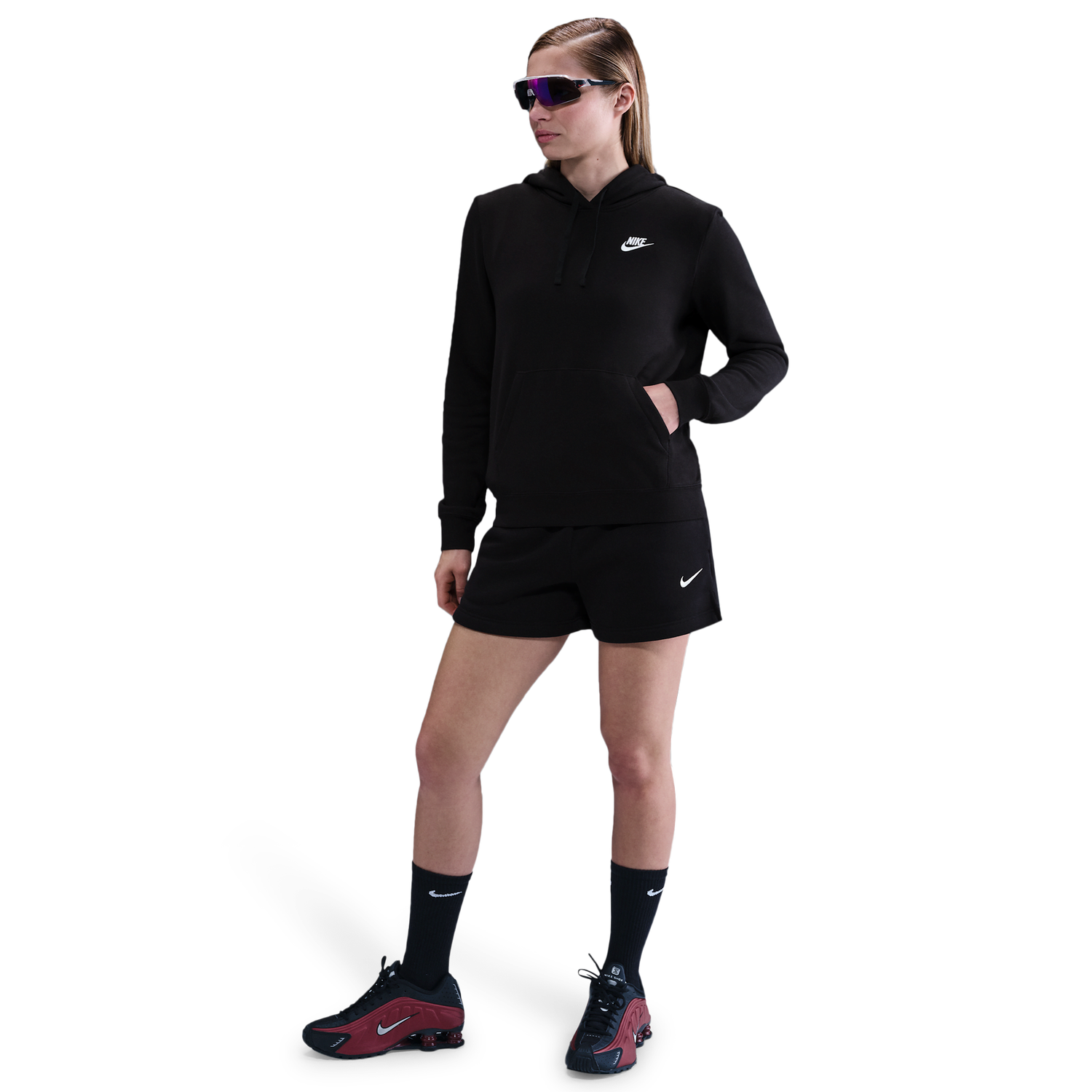 Nike NSW Club Fleece PO Hoodie - Women's - Black/White