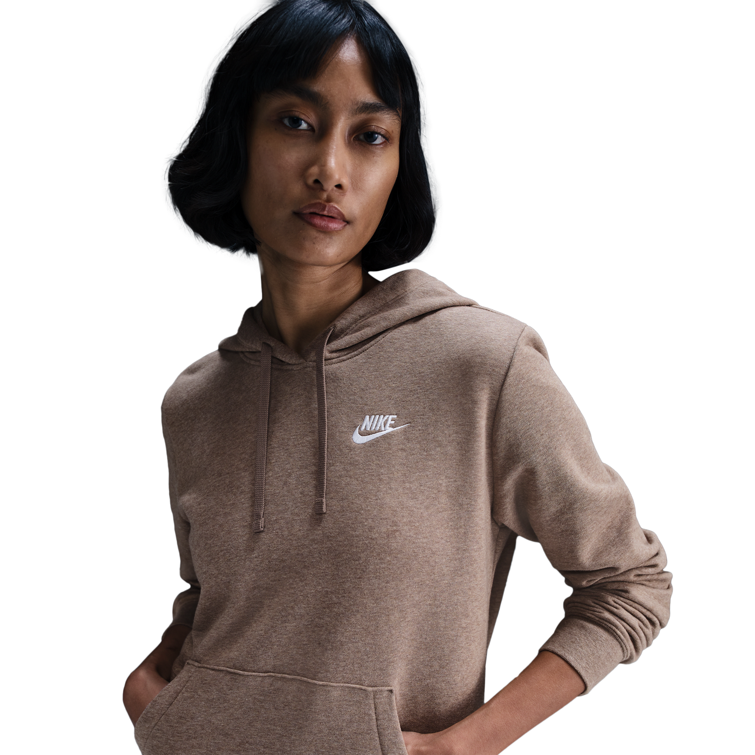 Nike NSW Club Fleece PO Hoodie - Women's - Mink Brown/Heather/White