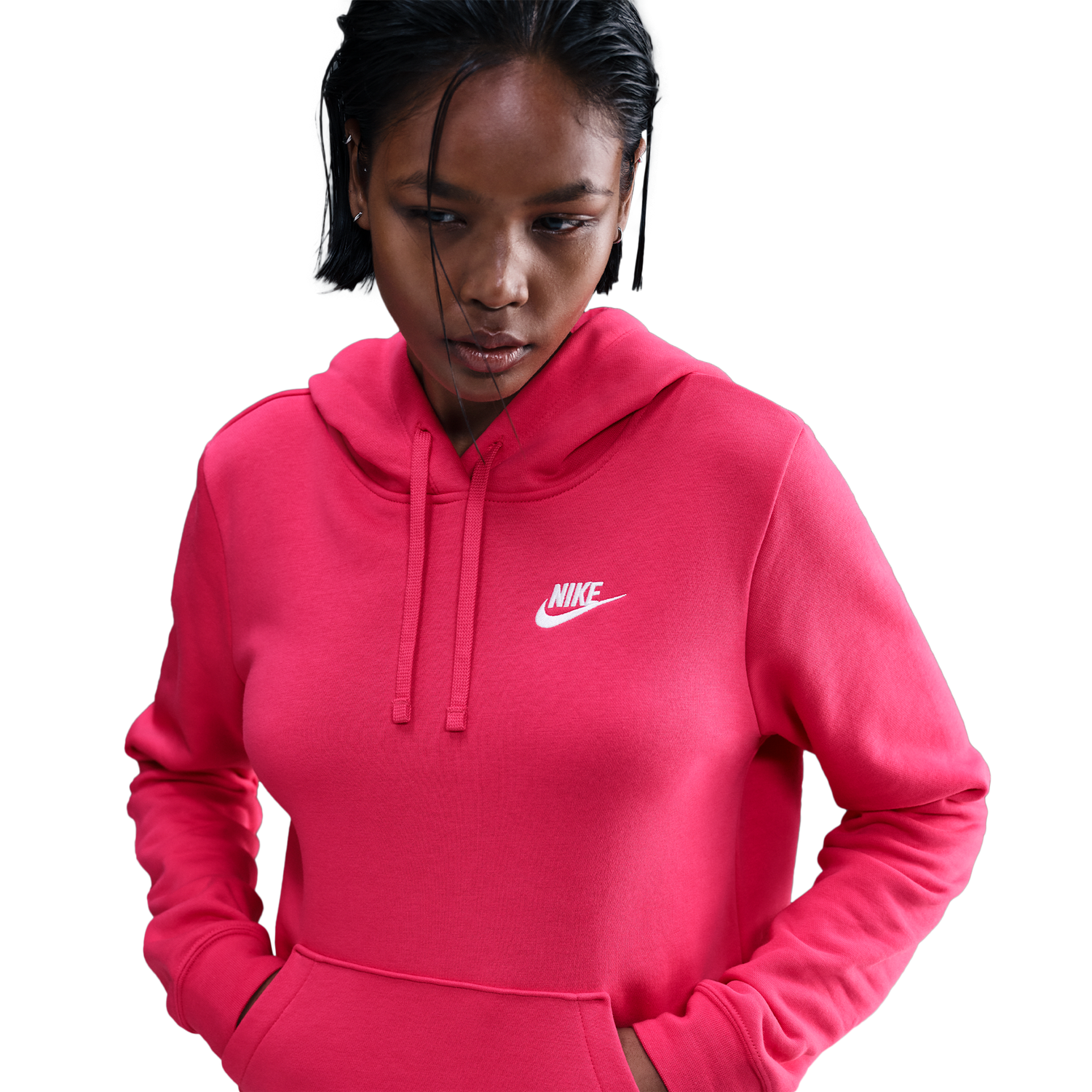 Nike NSW Club Fleece PO Hoodie - Women's - White/Rush Pink