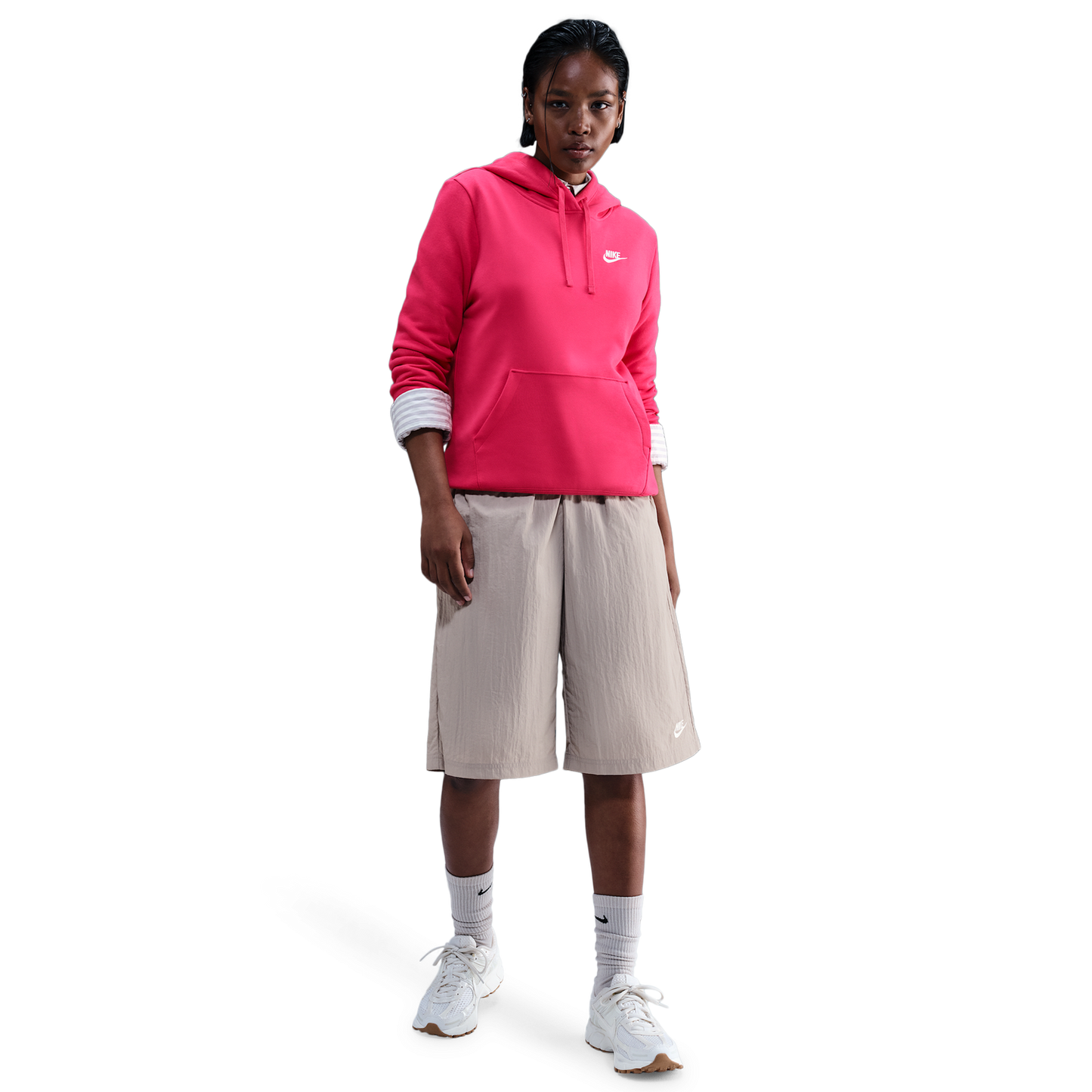 Nike NSW Club Fleece PO Hoodie - Women's - White/Rush Pink