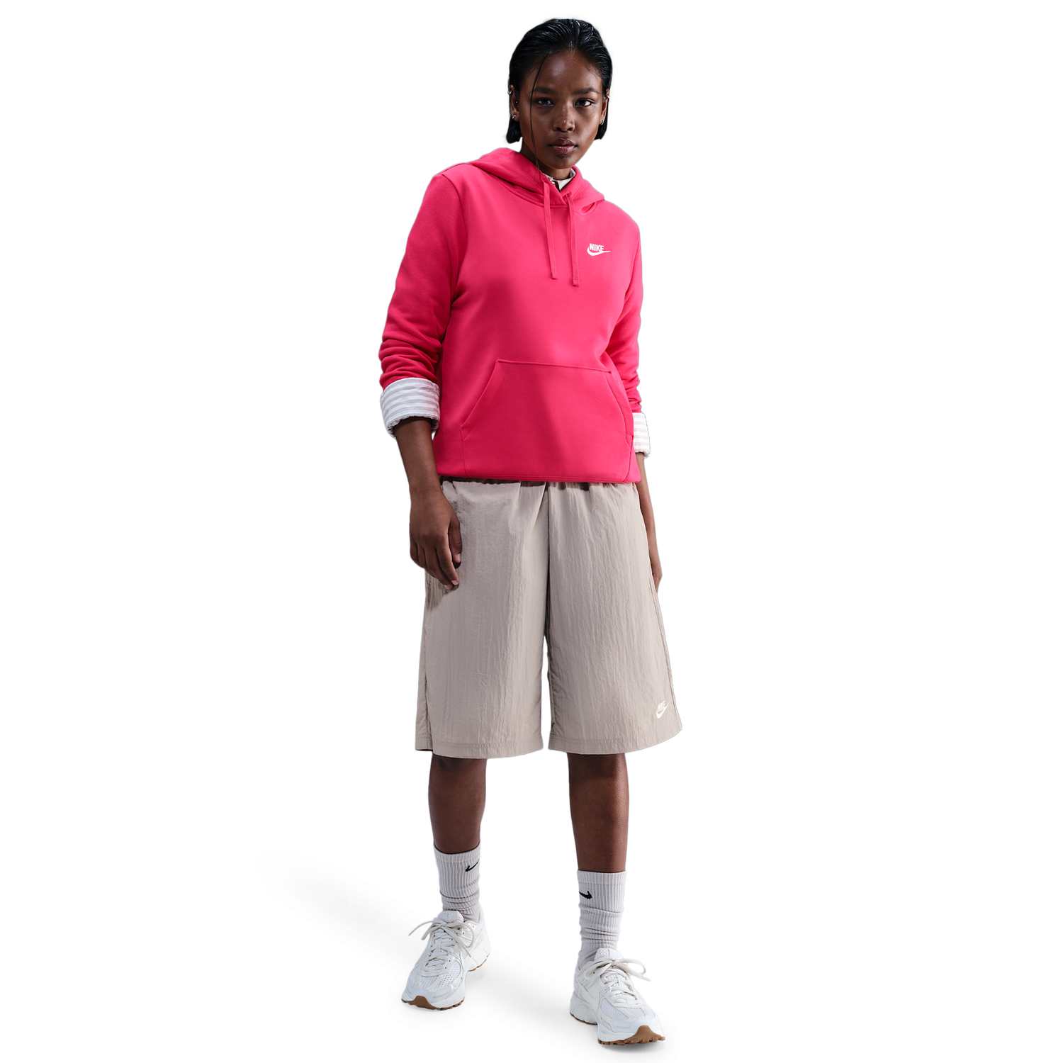 Nike NSW Club Fleece PO Hoodie - Women's - White/Rush Pink