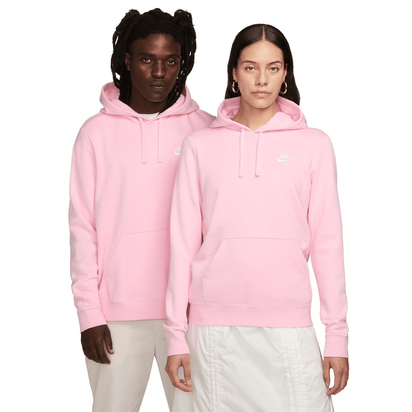 Nike NSW Club Fleece PO Hoodie - Women's - White/Med Soft Pink