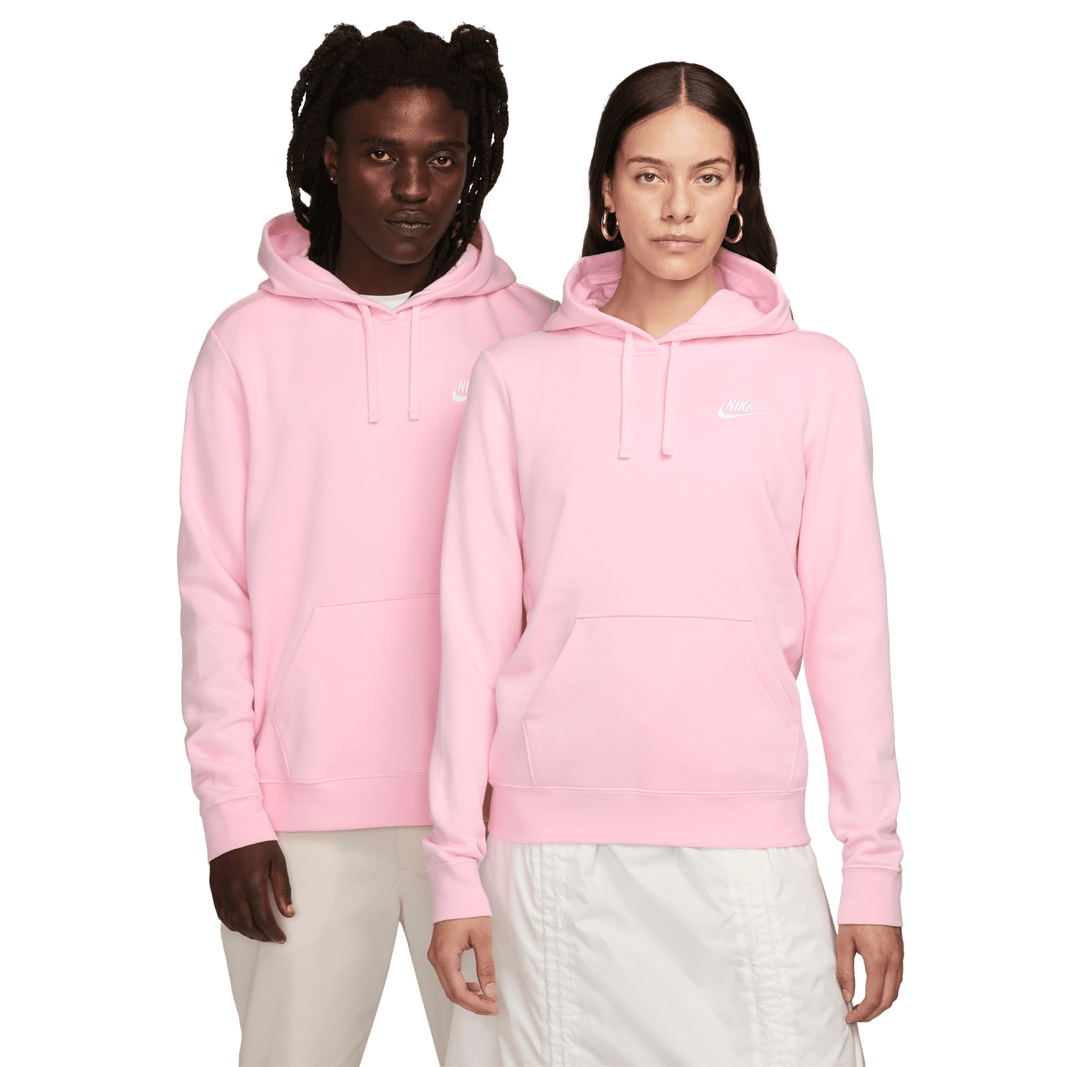 Nike NSW Club Fleece PO Hoodie - Women's - White/Med Soft Pink