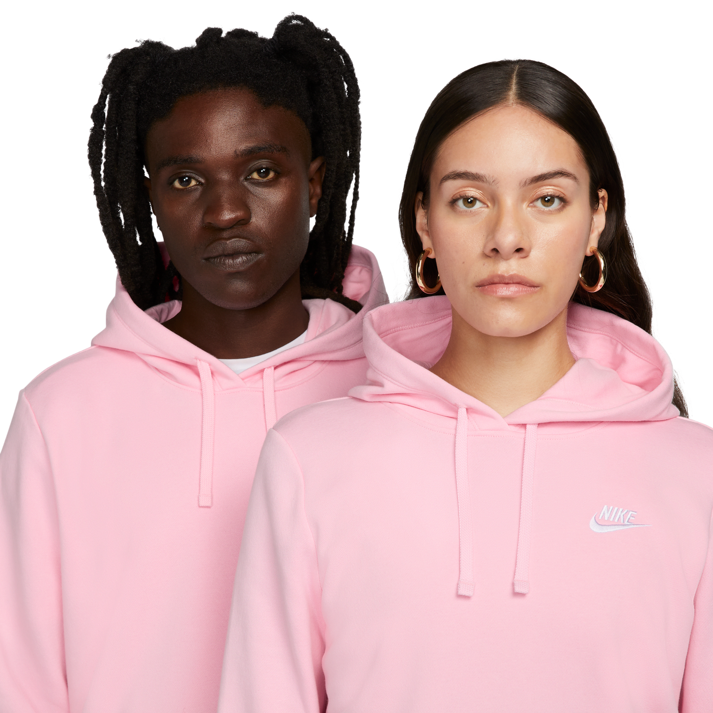 Nike NSW Club Fleece PO Hoodie - Women's - White/Med Soft Pink