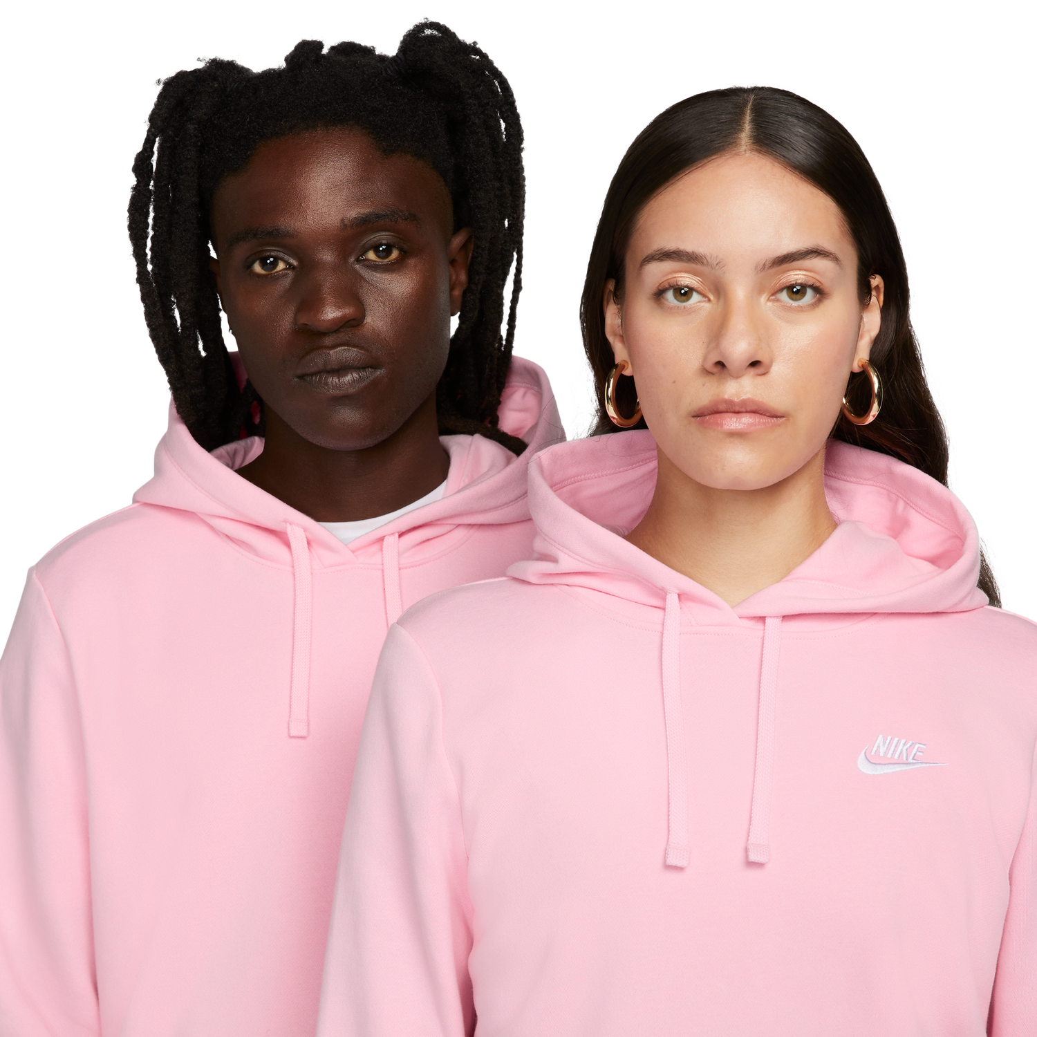 Nike NSW Club Fleece PO Hoodie - Women's - White/Med Soft Pink