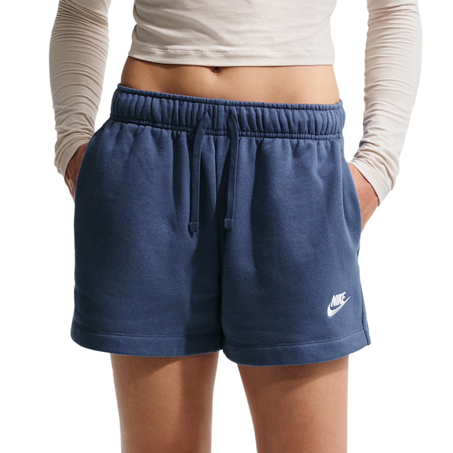 Nike NSW Club Fleece MR Short - Women's - Mystic Navy/White