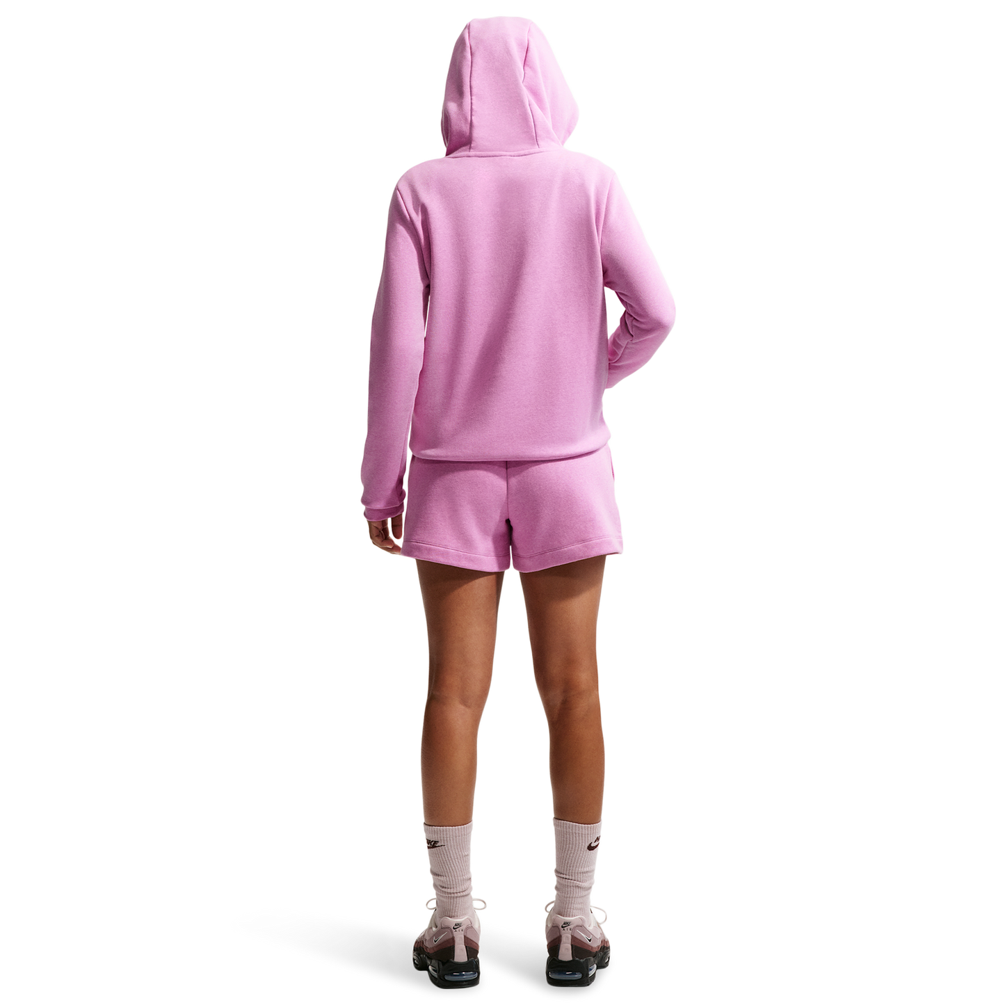 Nike NSW Club Fleece MR Short - Women's - Heather/Lt Magenta/White