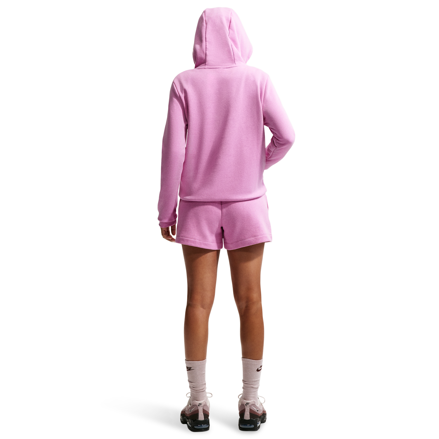 Nike NSW Club Fleece MR Short - Women's - Heather/Lt Magenta/White