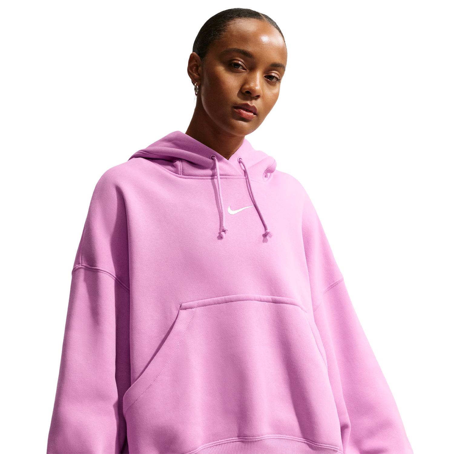 Nike PHNX Fleece OS Pullover Hoodie - Women's - Sail/Pink Foam