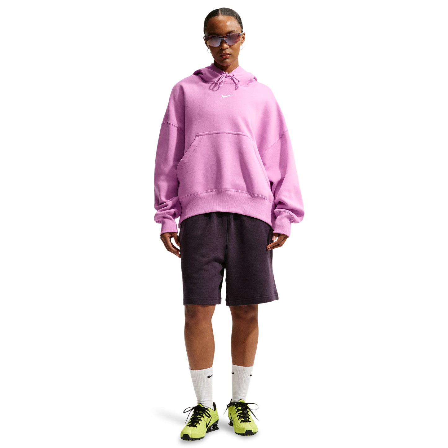 Nike PHNX Fleece OS Pullover Hoodie - Women's - Sail/Pink Foam