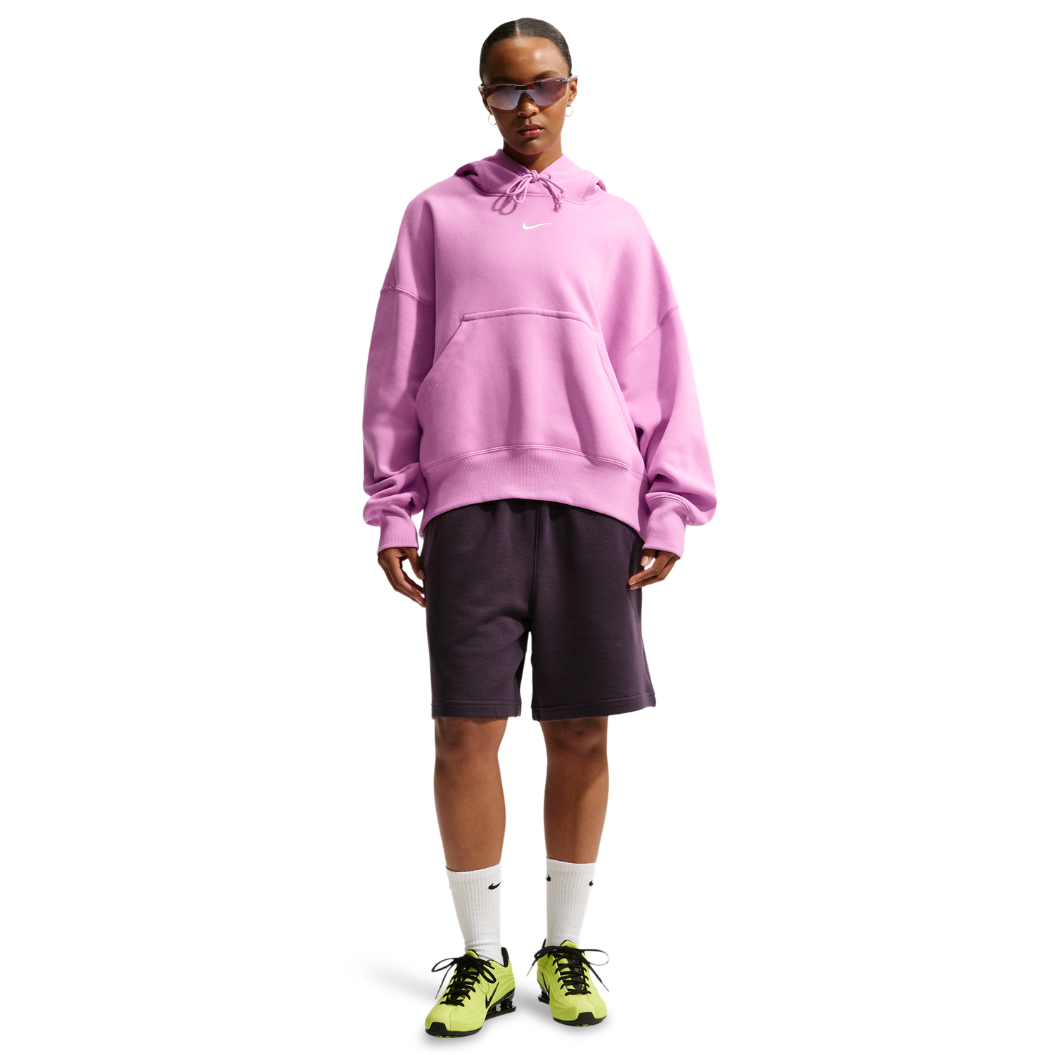 Nike PHNX Fleece OS Pullover Hoodie - Women's - Sail/Pink Foam