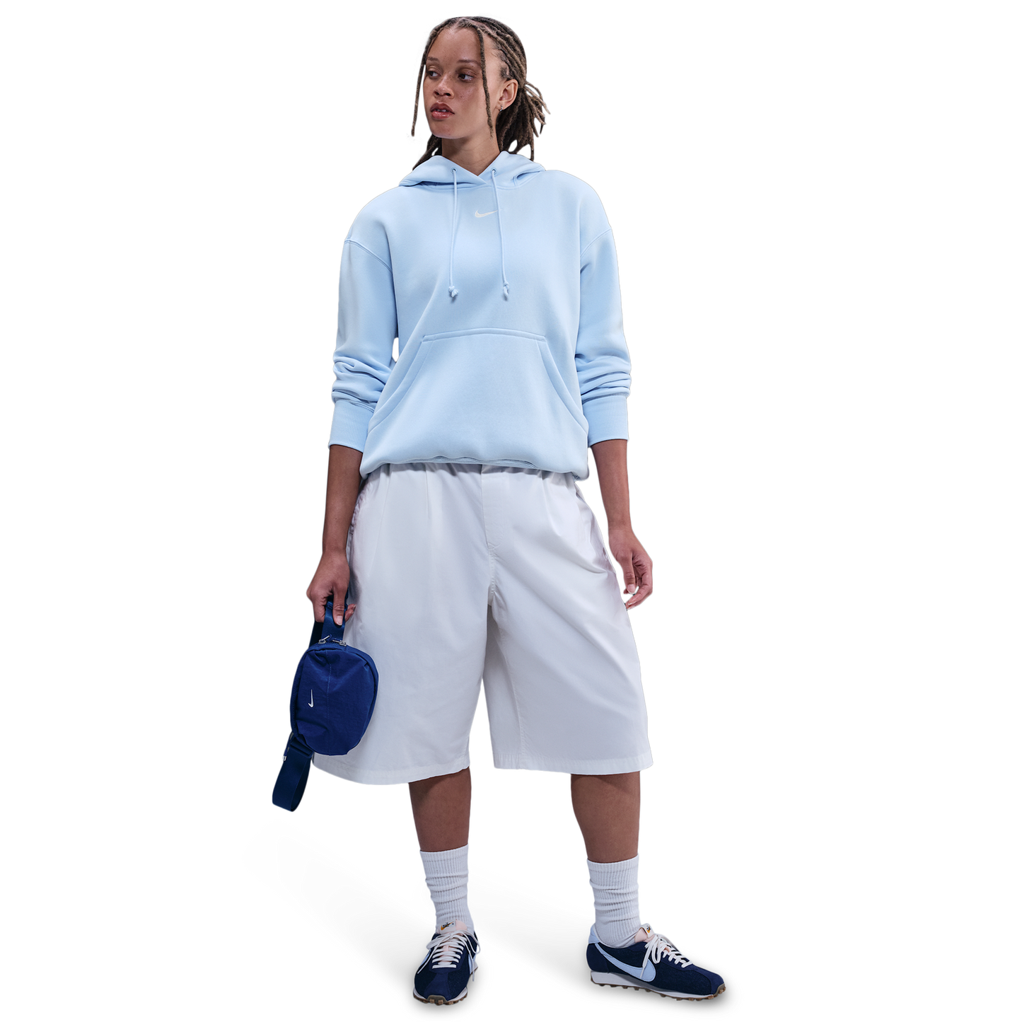 Nike Phoenix Fleece OS  Pullover Hoodie - Women's - Sail/Celestine Blue