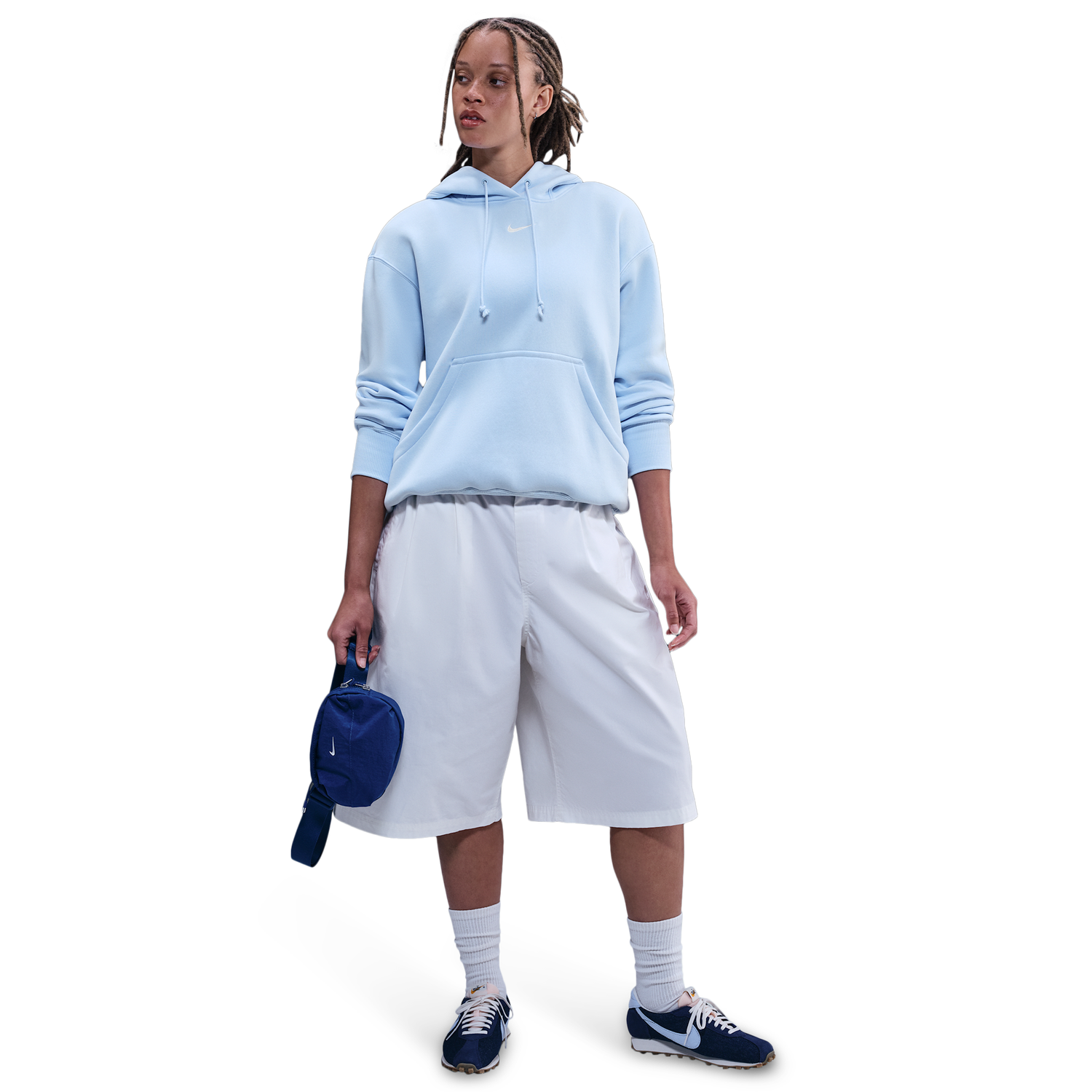 Nike Phoenix Fleece OS  Pullover Hoodie - Women's - Sail/Celestine Blue