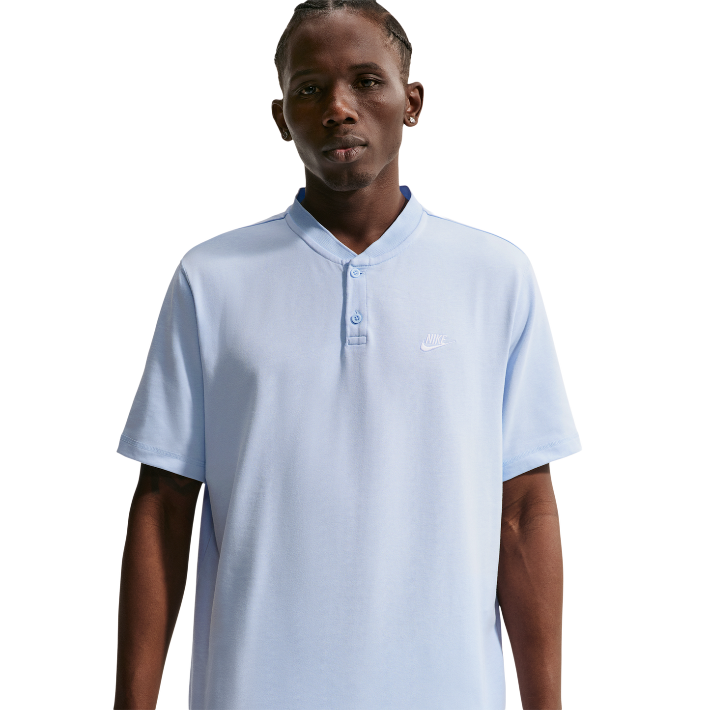 Nike Club SS Henley - Men's - Hydrogen Blue/Hydrogen Blue/White
