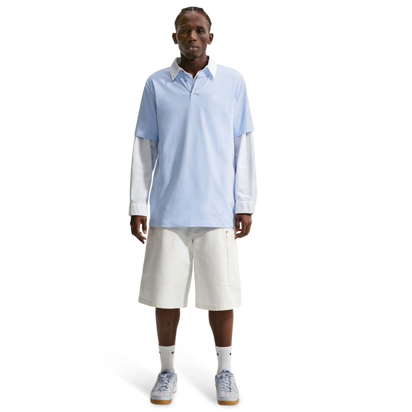 Nike Club SS Henley - Men's - Hydrogen Blue/Hydrogen Blue/White