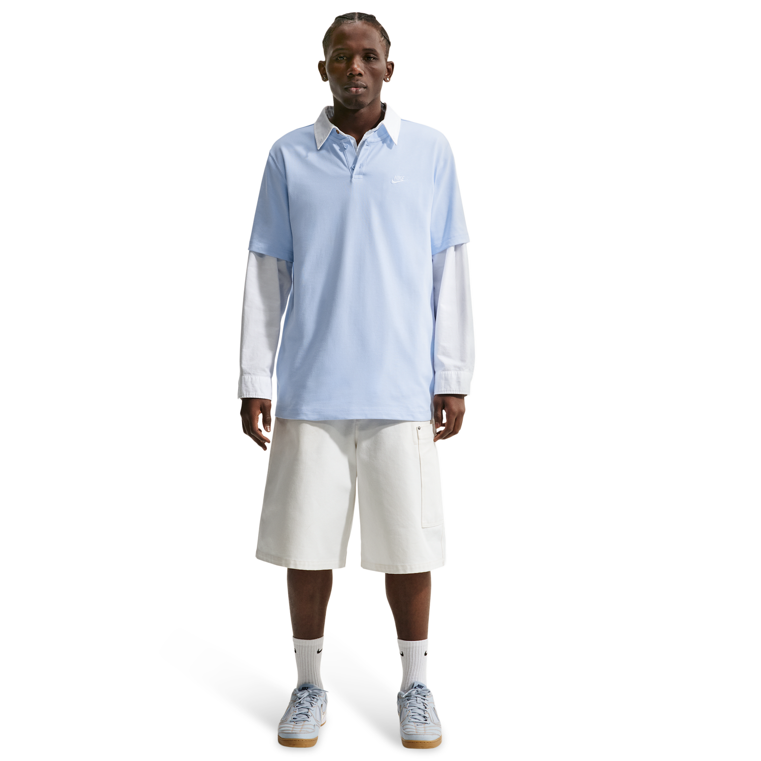 Nike Club SS Henley - Men's - Hydrogen Blue/Hydrogen Blue/White