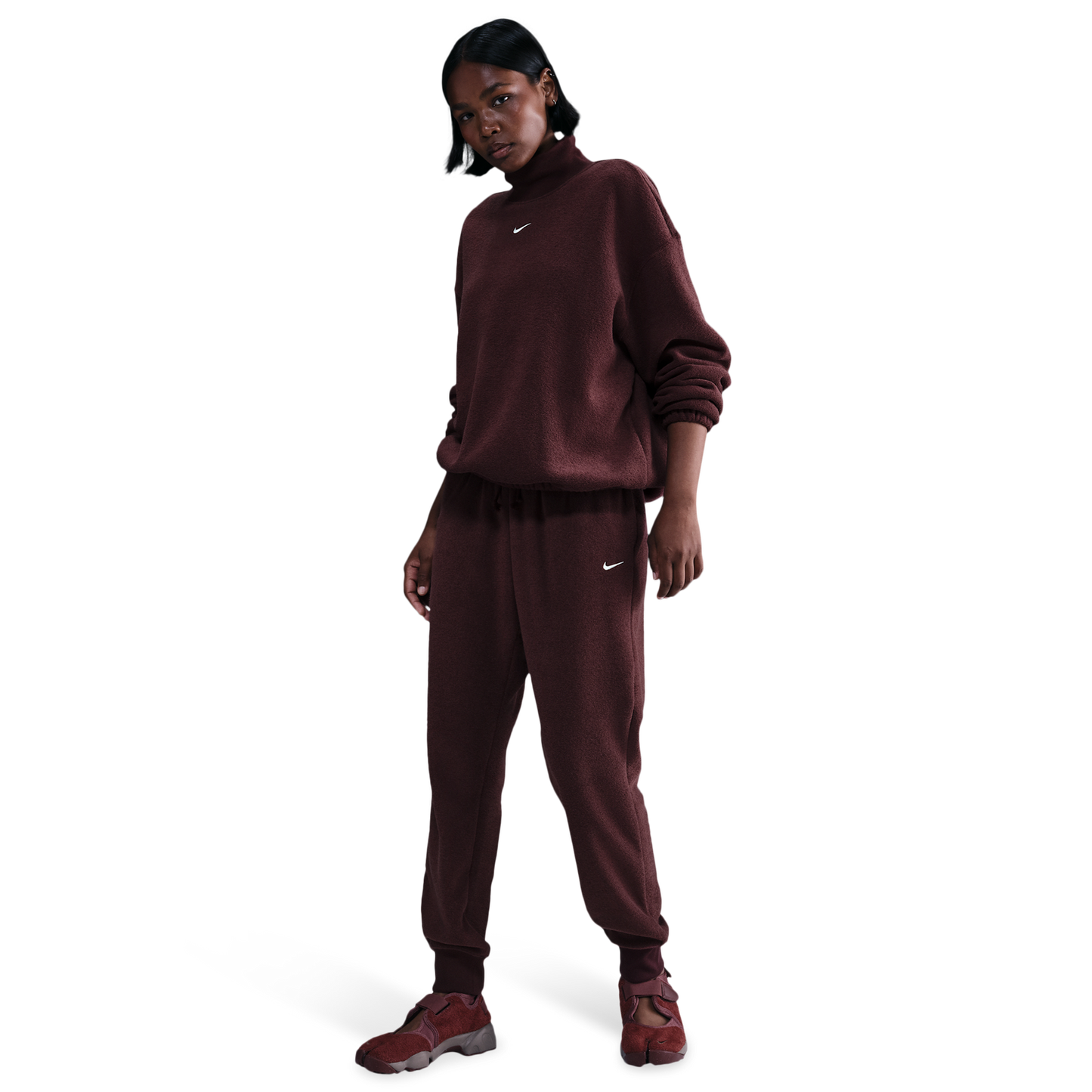 Nike NSW Phoenix MR Joggers - Women's - Sail/Burgundy Crush