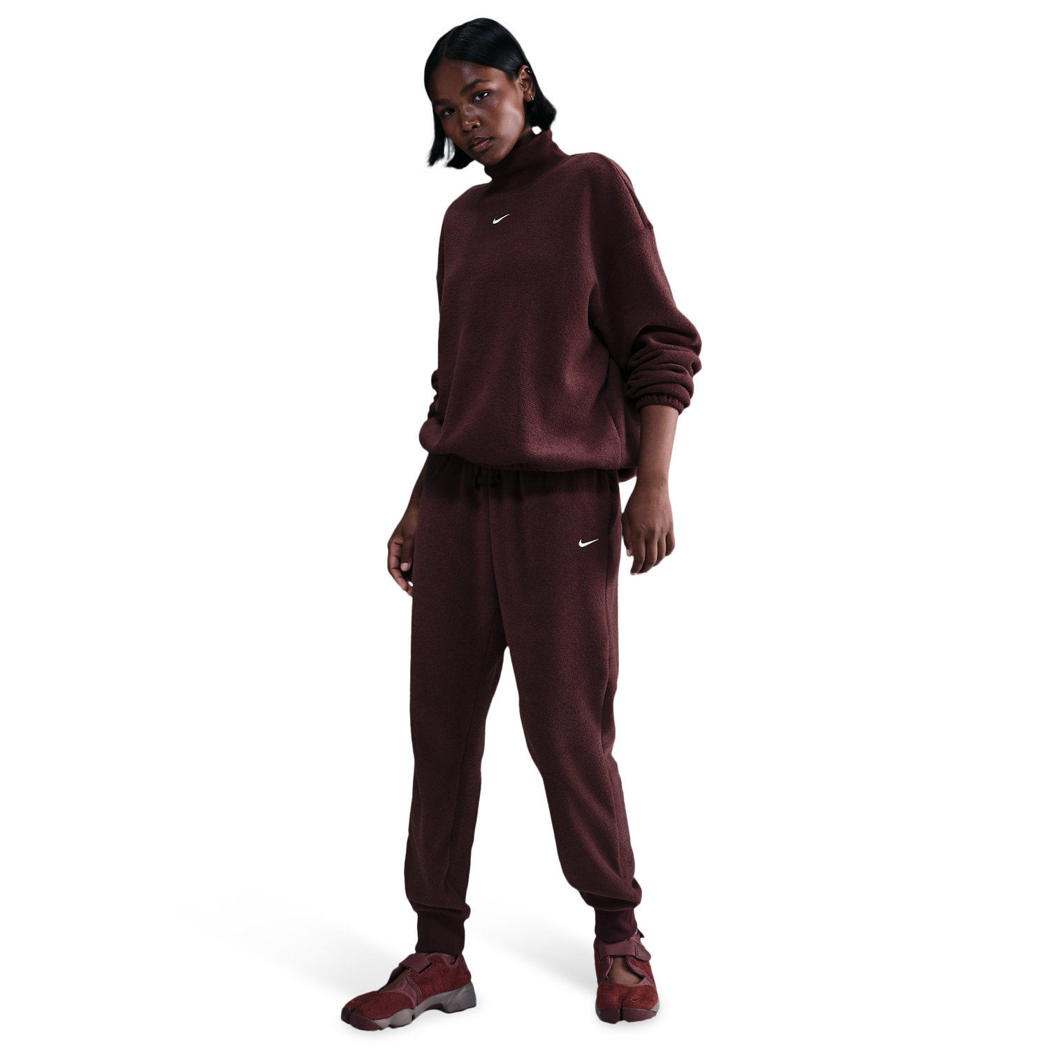 Nike NSW Phoenix MR Joggers - Women's - Sail/Burgundy Crush