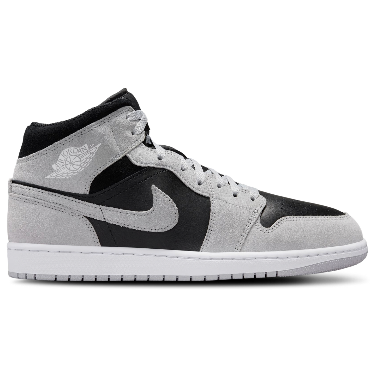 Jordan AJ 1 Mid - Men's - Lt Smoke Gray/White/Black