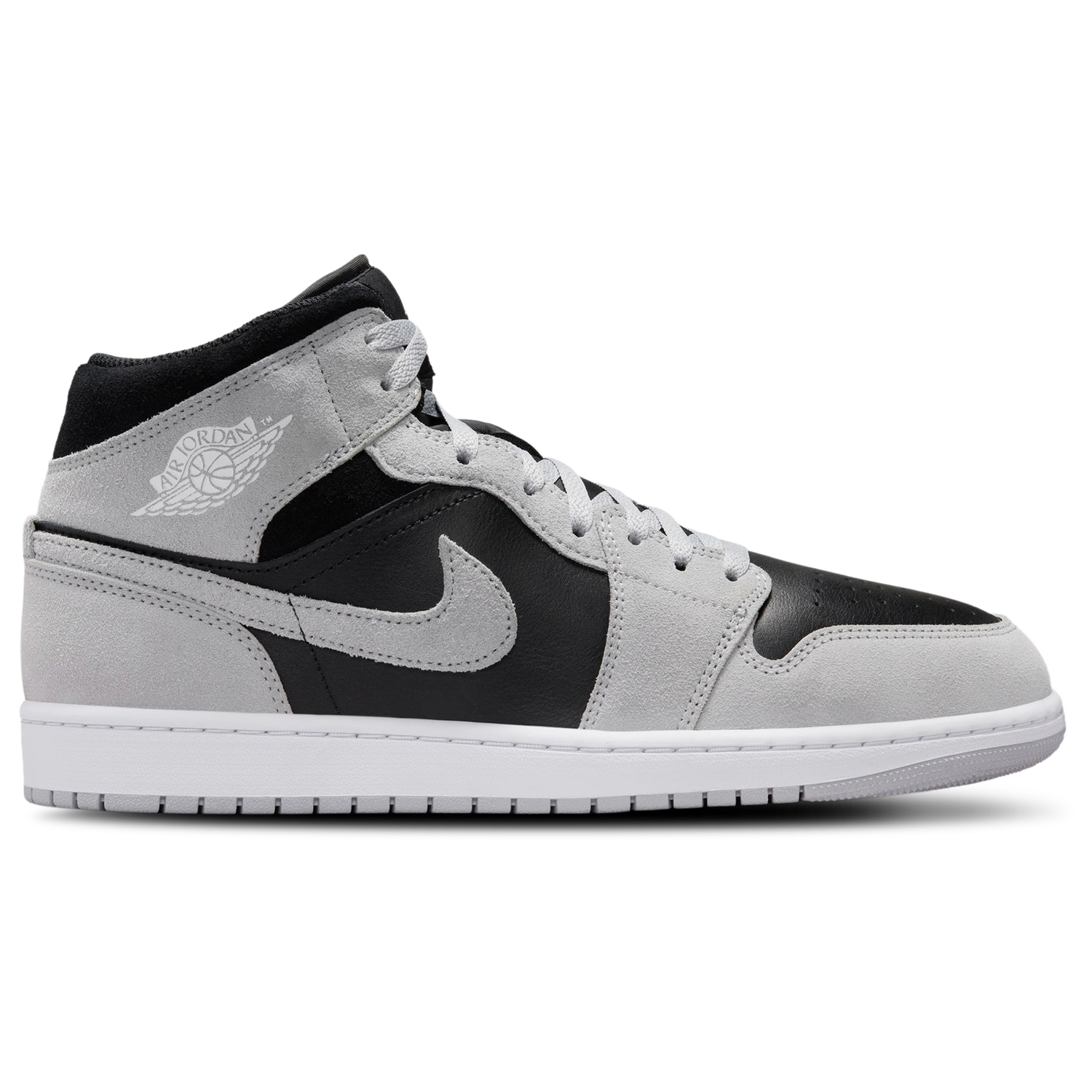 Jordan AJ 1 Mid - Men's - Lt Smoke Gray/White/Black
