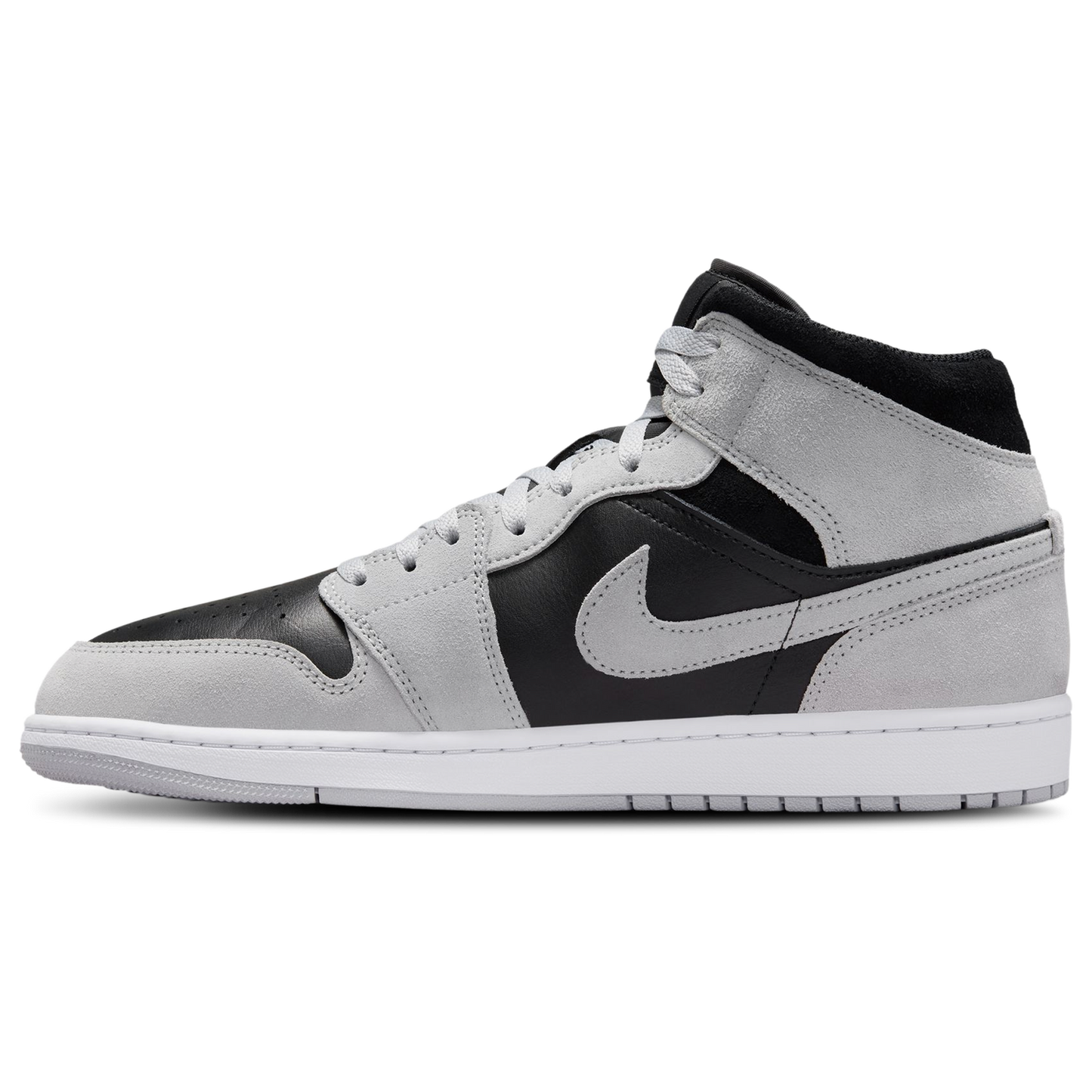Jordan AJ 1 Mid - Men's - Lt Smoke Gray/White/Black