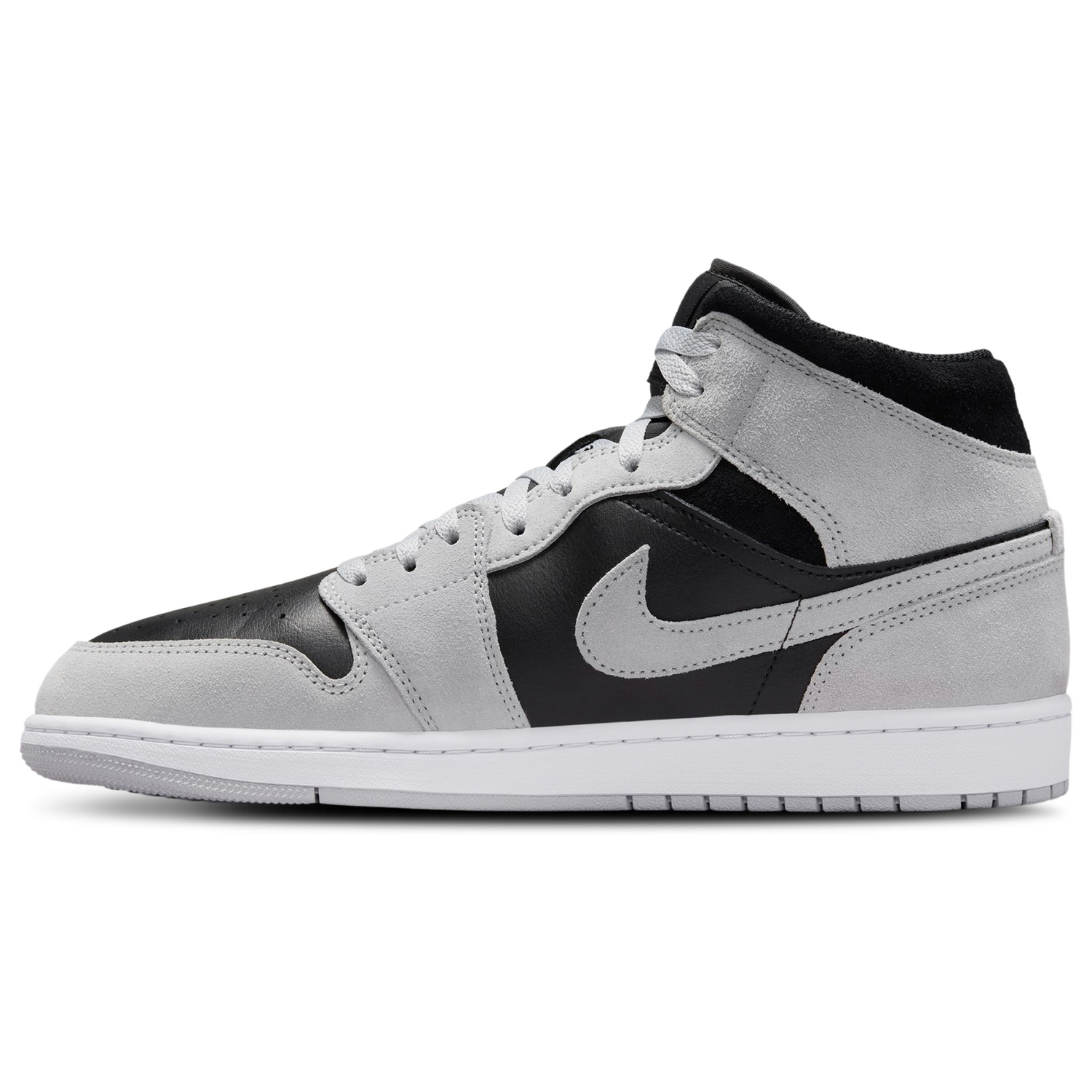 Jordan AJ 1 Mid - Men's - Lt Smoke Gray/White/Black