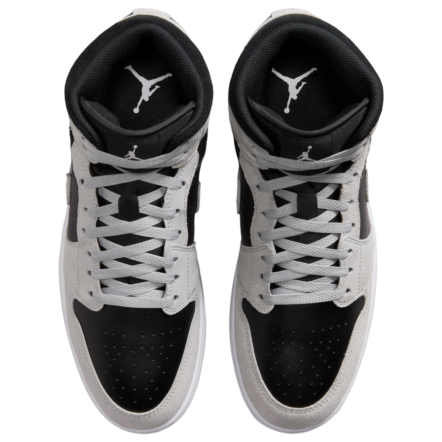 Jordan AJ 1 Mid - Men's - Lt Smoke Gray/White/Black
